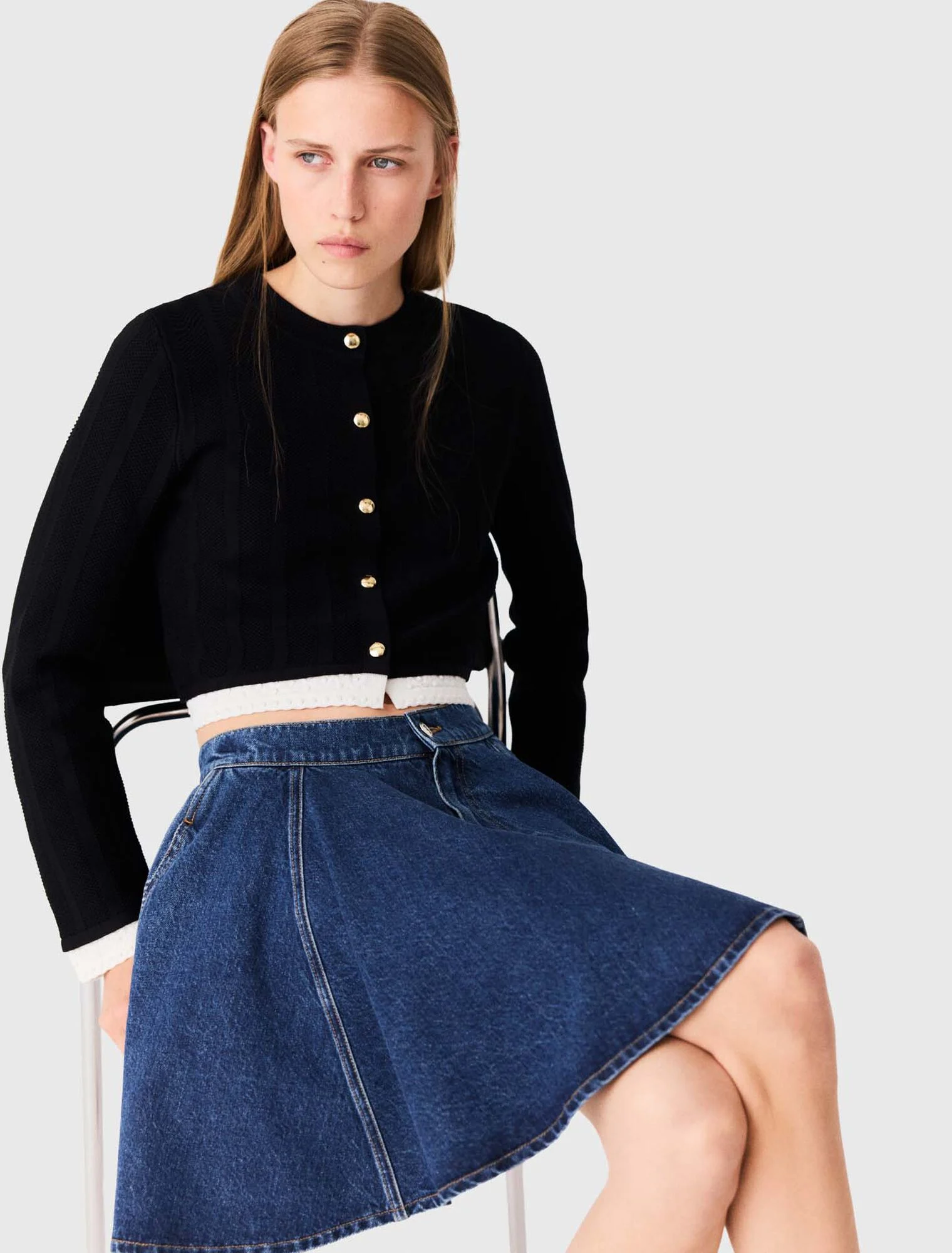 Cardigan with contrast band - Black