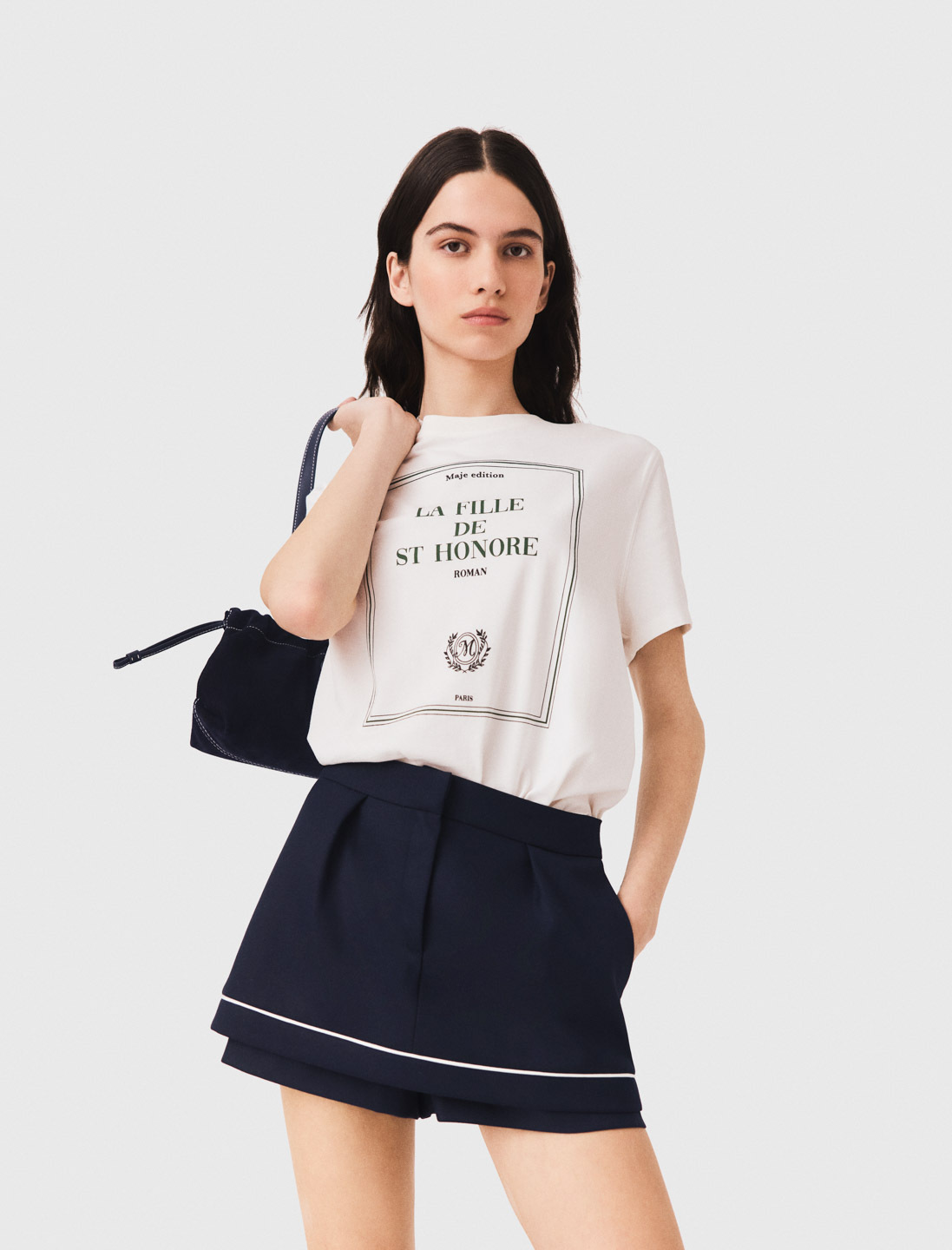 Layered-effect suit shorts - Navy