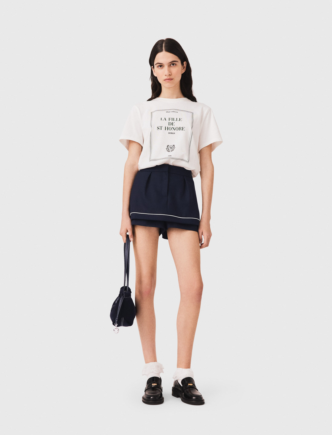 Layered-effect suit shorts - Navy