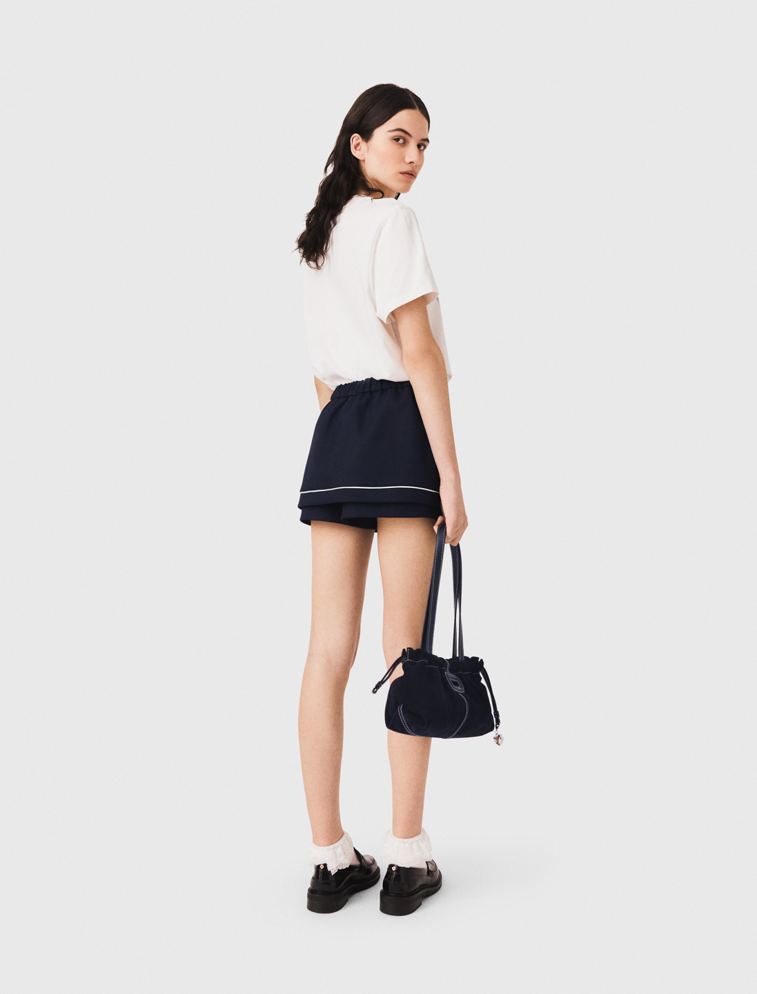 Layered-effect suit shorts - Navy