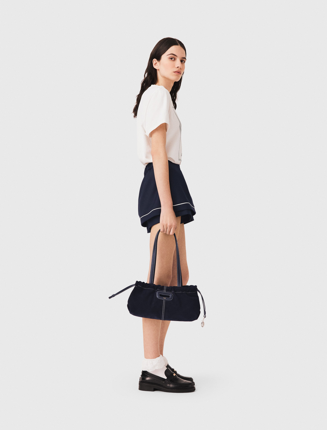 Layered-effect suit shorts - Navy