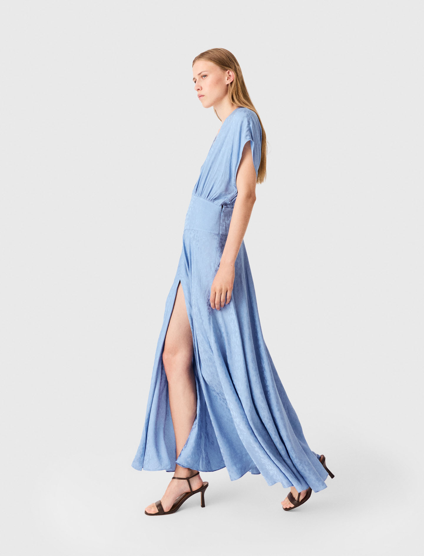 Patterned jacquard maxi dress - Blue