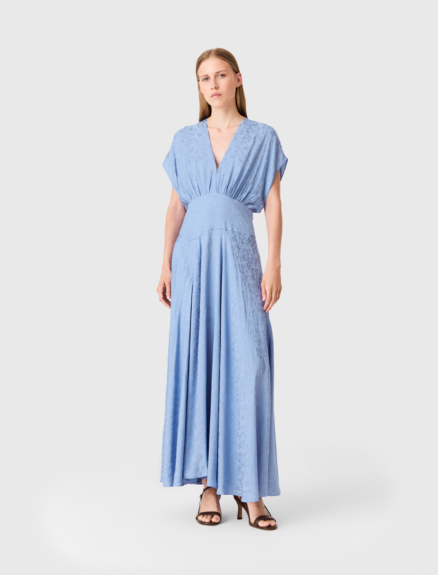 Patterned jacquard maxi dress - Blue