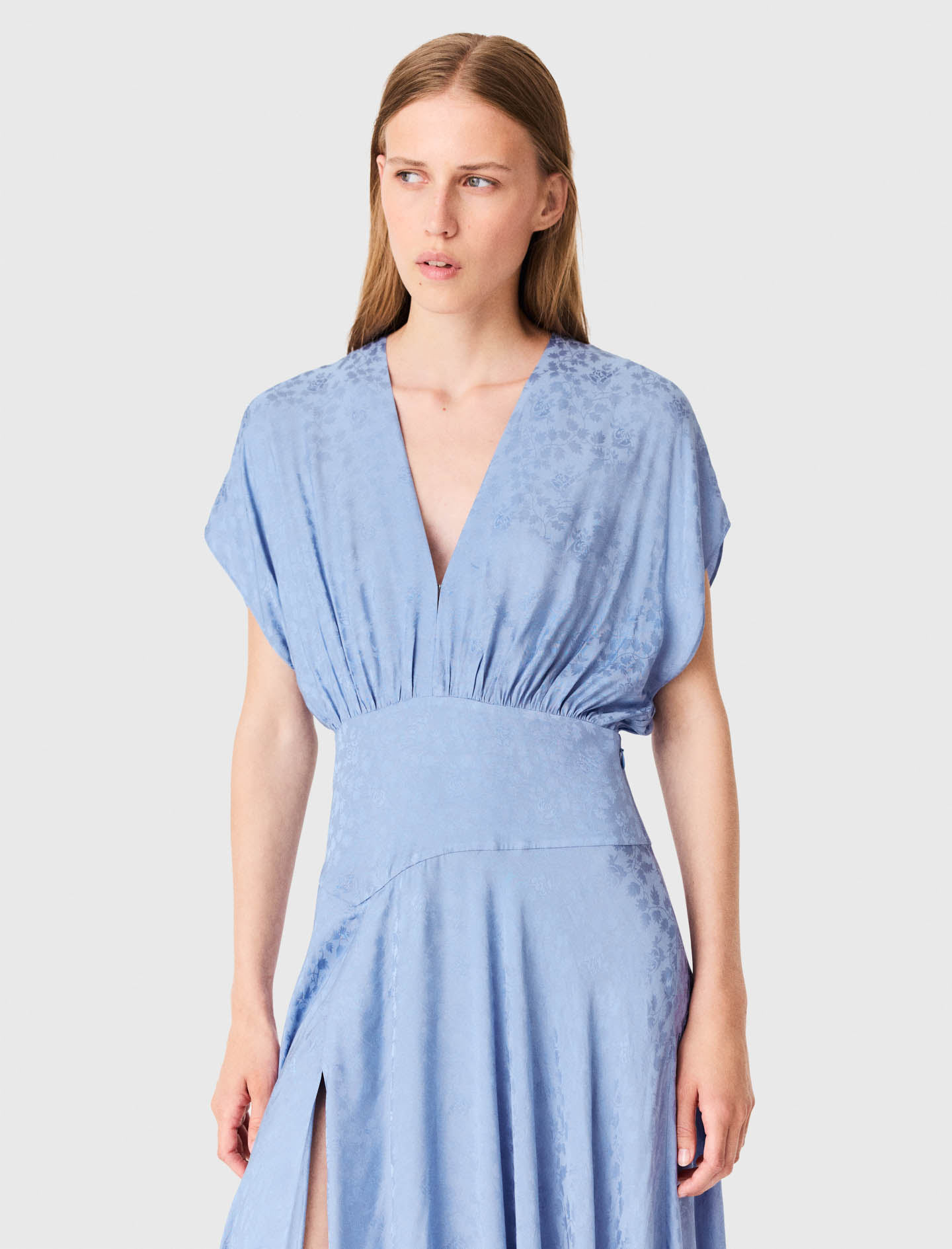 Patterned jacquard maxi dress - Blue