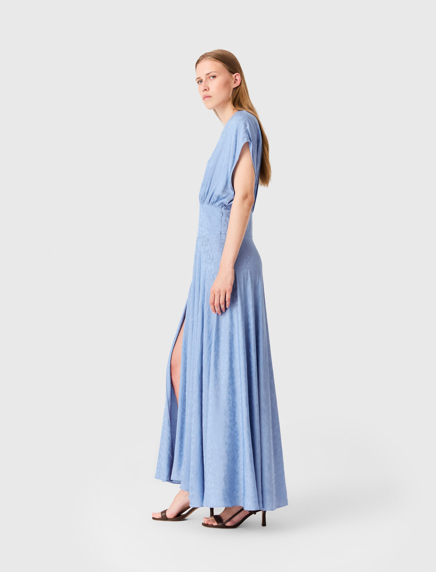Patterned jacquard maxi dress - Blue