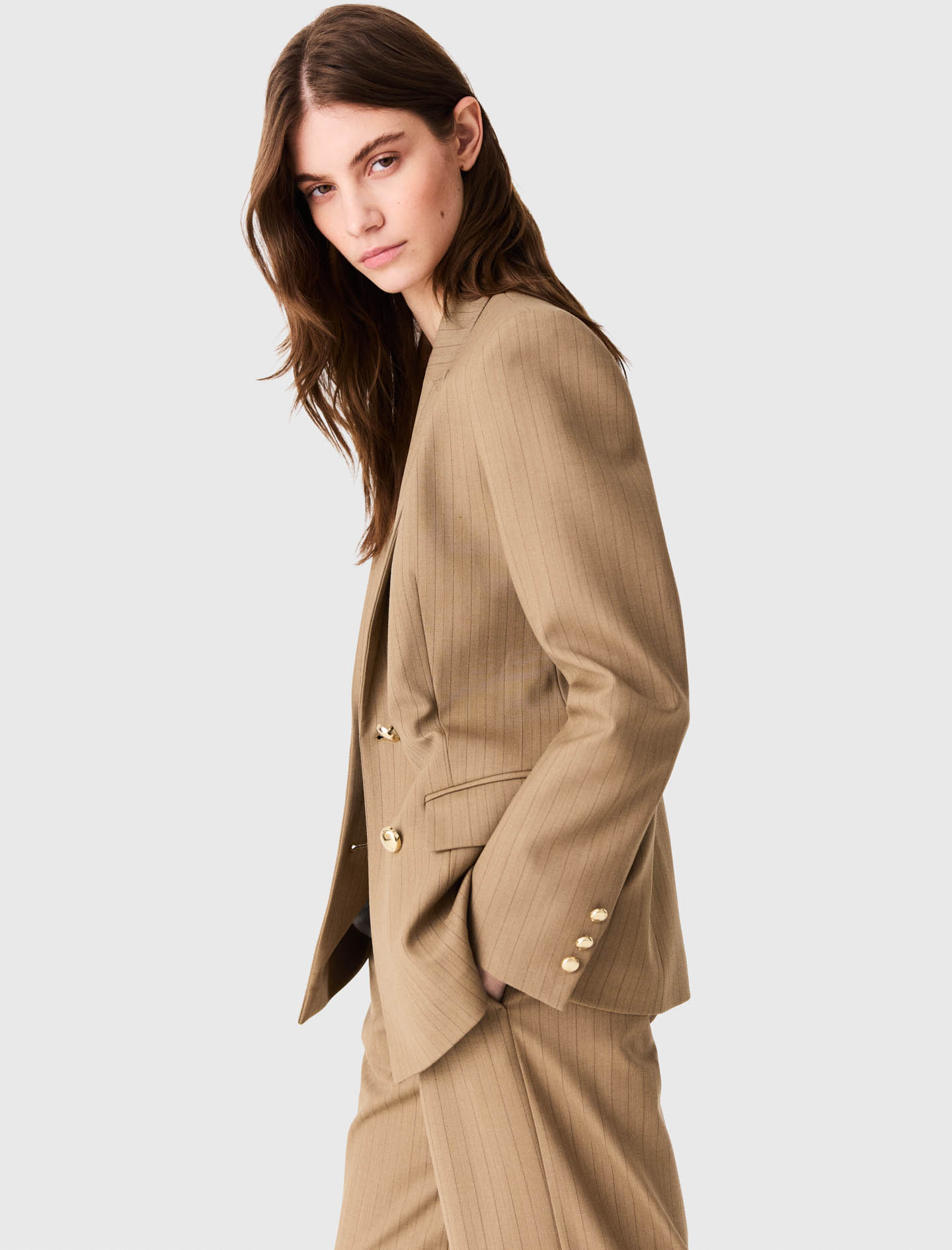 Double-breasted suit jacket - Beige