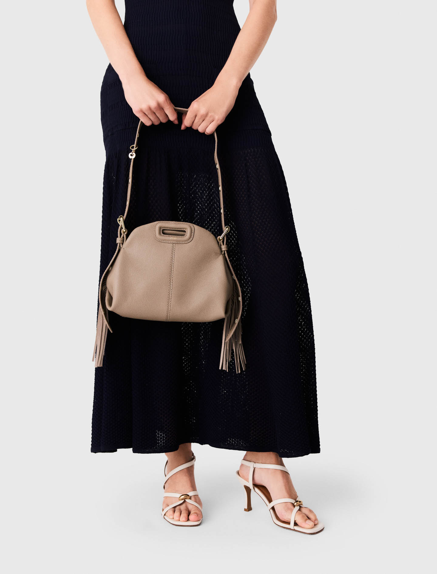 Grained leather mini Miss M bag - Brown