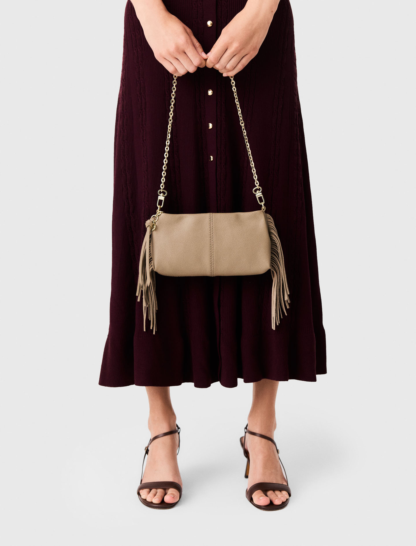 Miss M grained leather pouch - Brown
