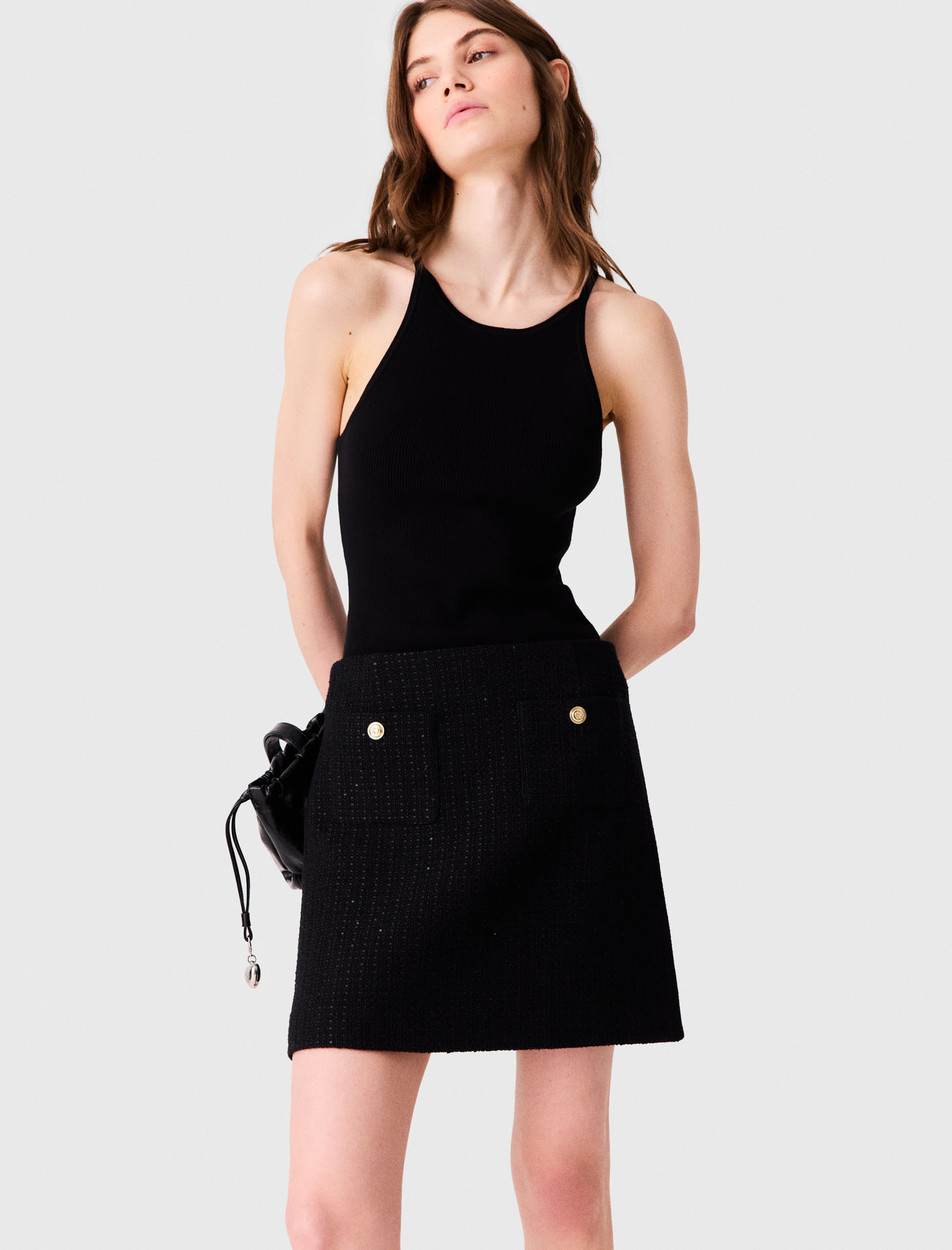 Short tweed skirt - Black