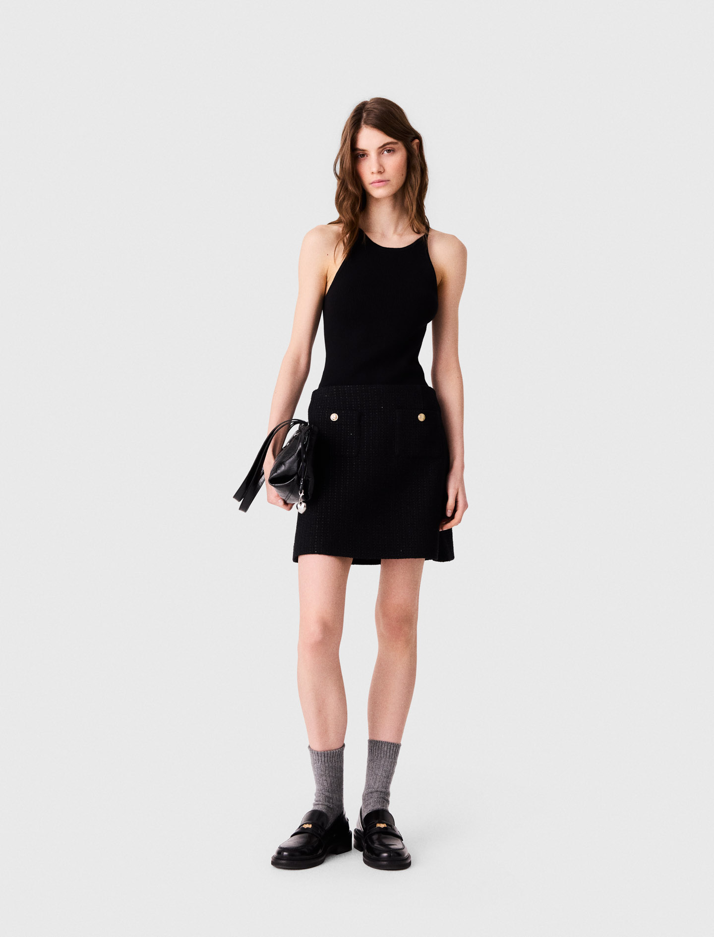 Short tweed skirt - Black