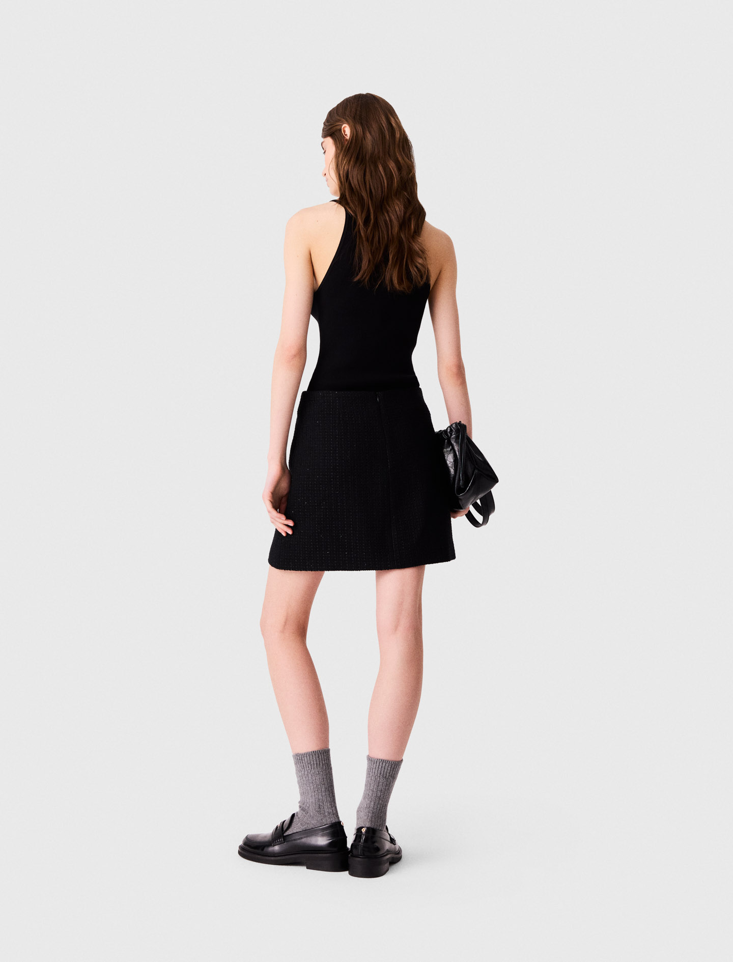 Short tweed skirt - Black