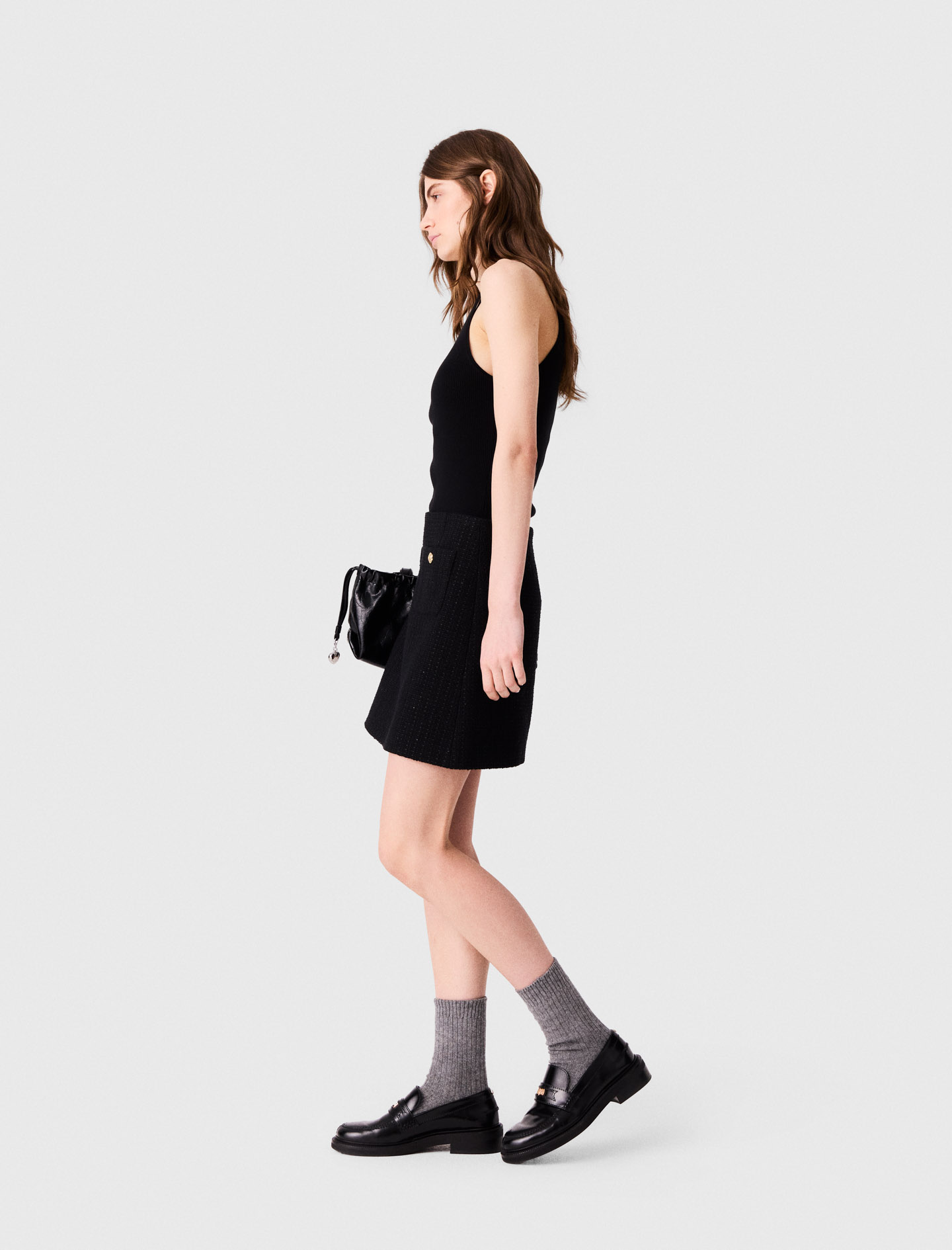 Short tweed skirt - Black