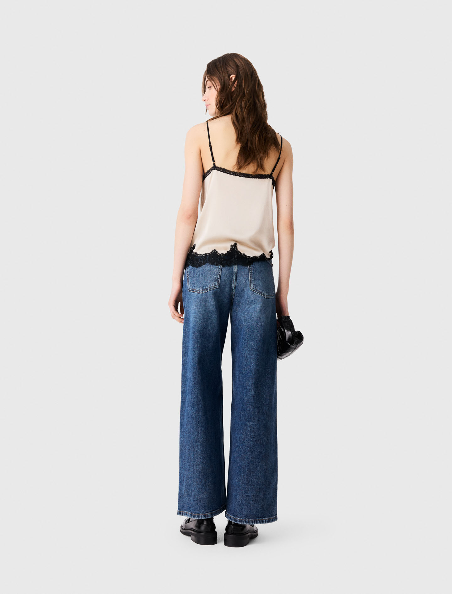 Wide-leg jeans with patch pockets - Blue