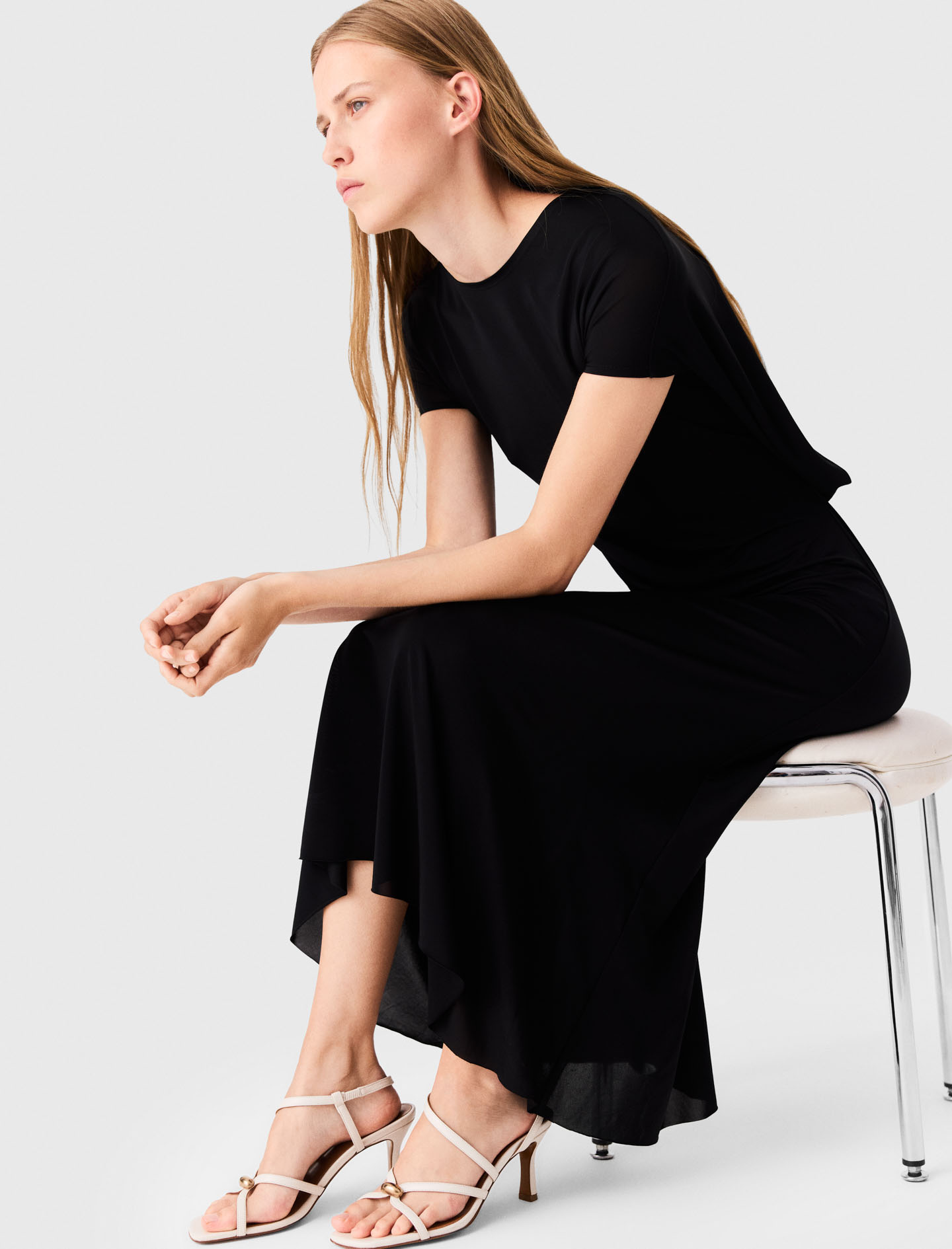 Cowl-back maxi dress - Black