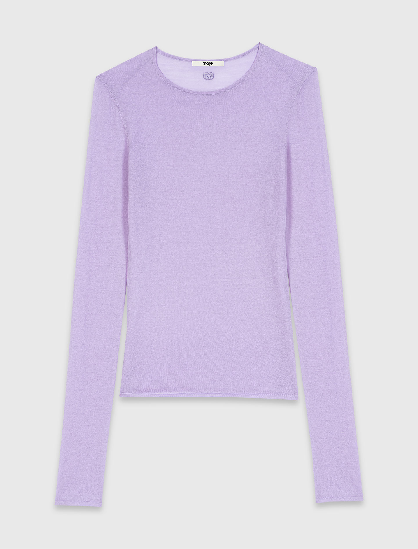 Second-skin round neck jumper - Mauve