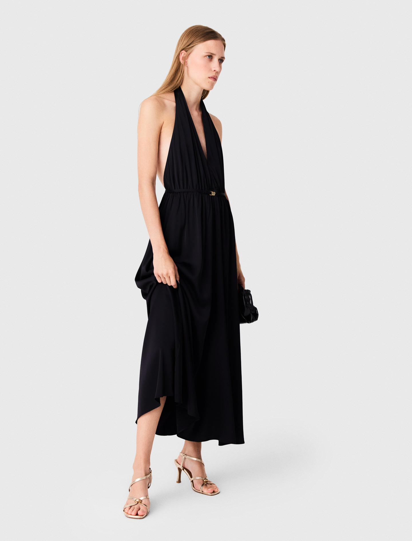 Backless pleated maxi dress - Navy