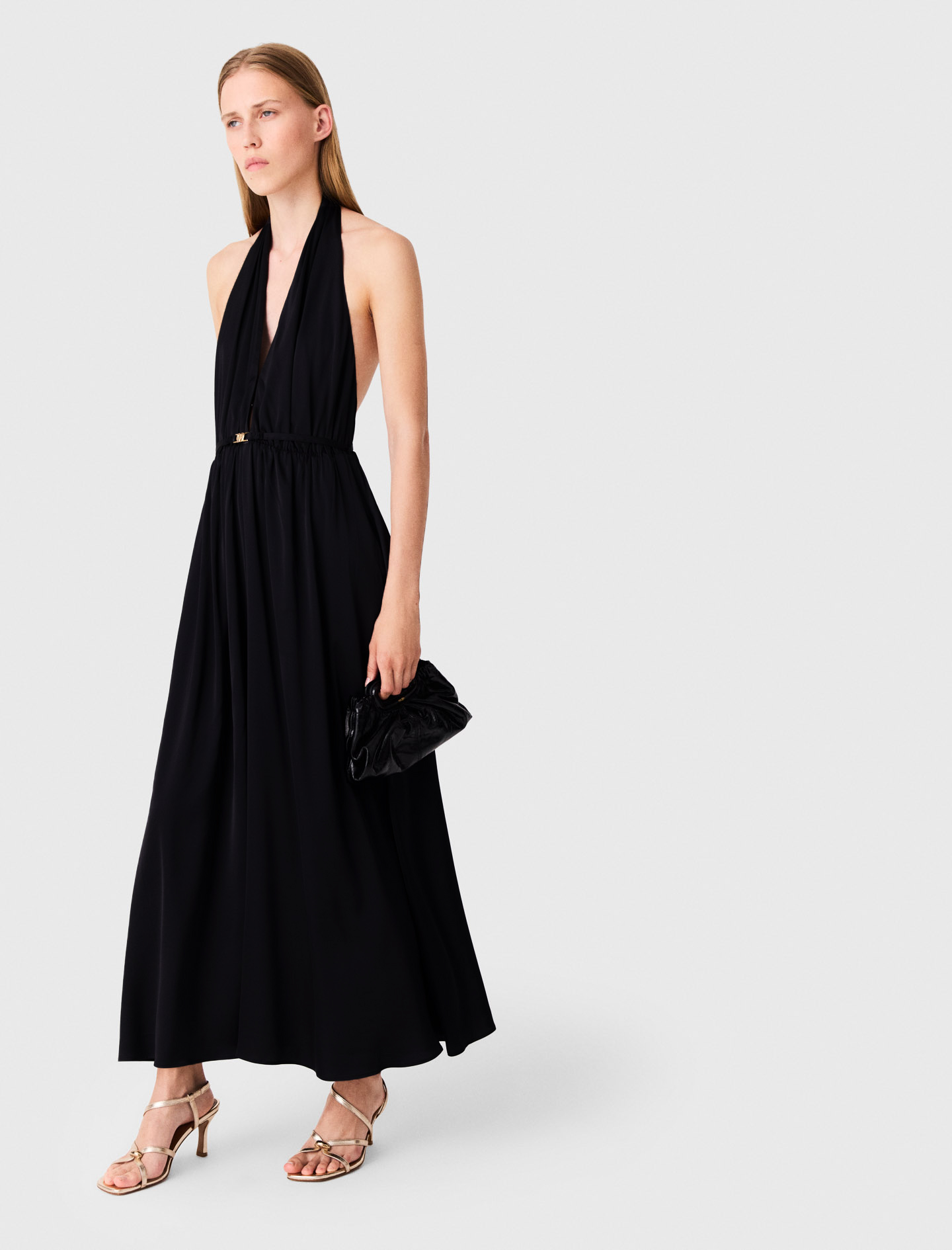 Backless pleated maxi dress - Navy