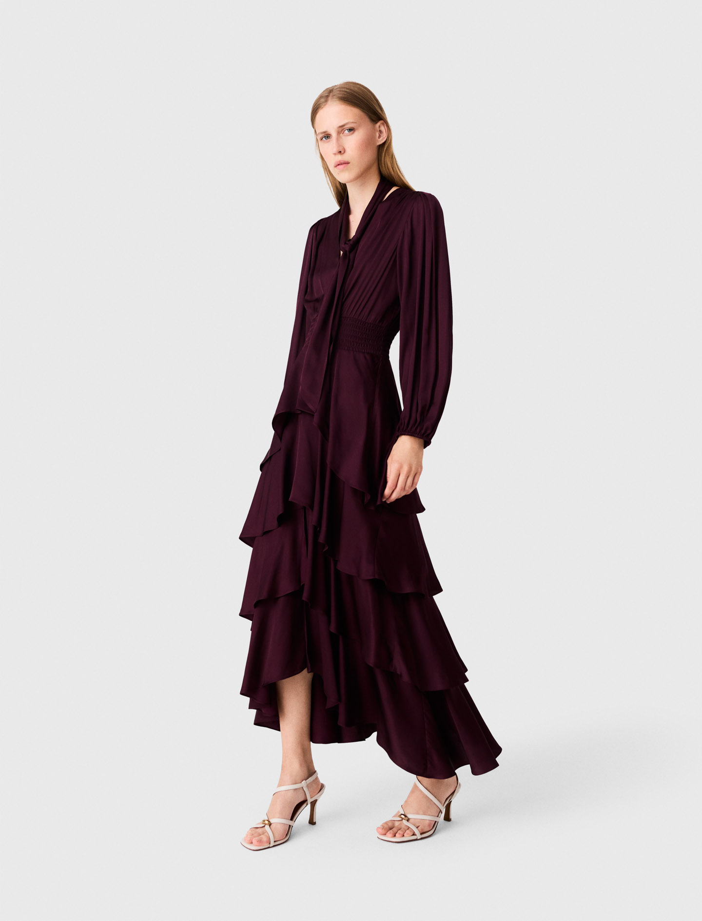 Ruffled maxi dress - Bordeaux