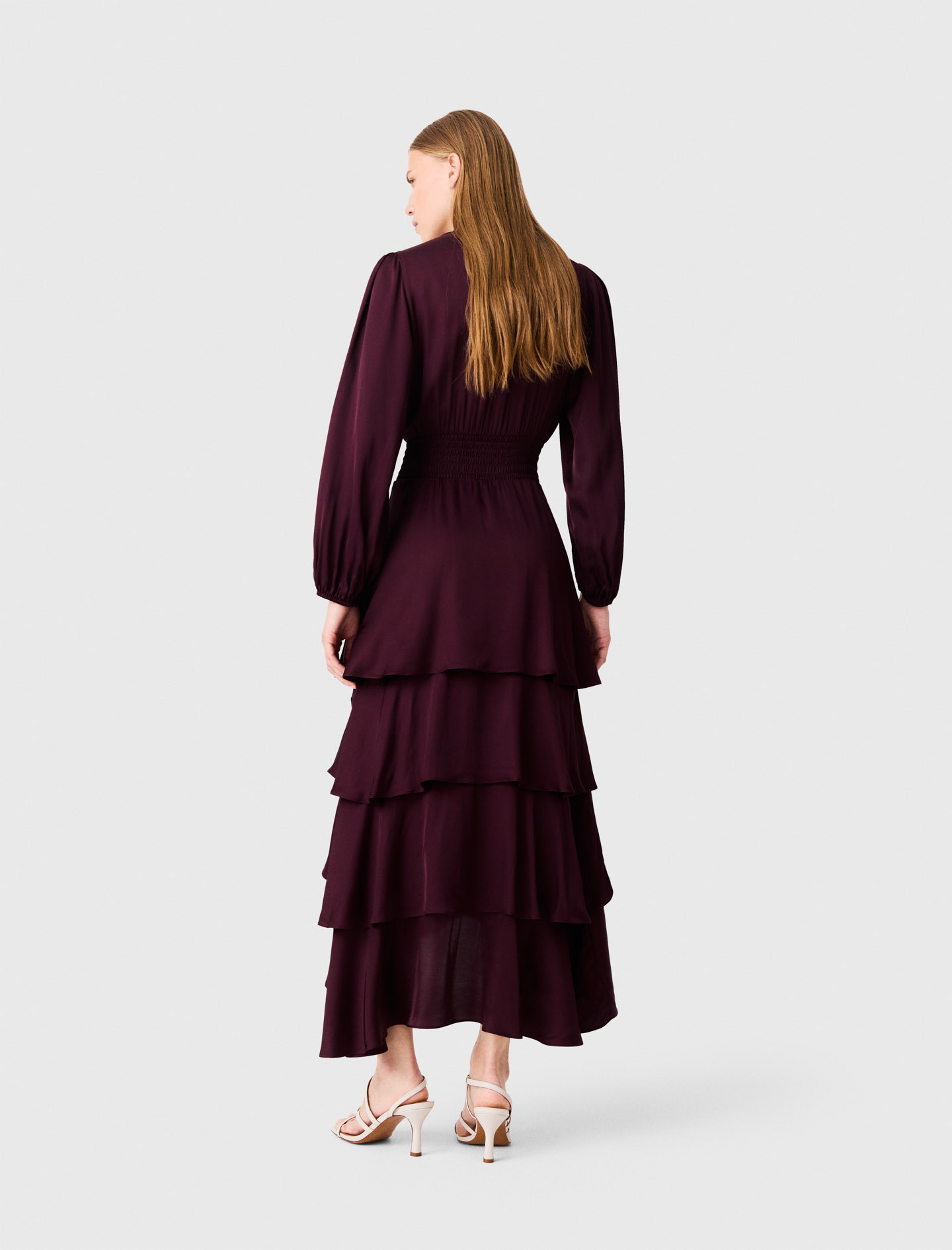 Ruffled maxi dress - Bordeaux