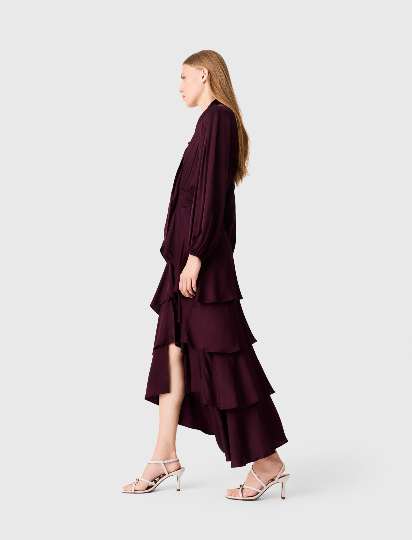 Ruffled maxi dress - Bordeaux