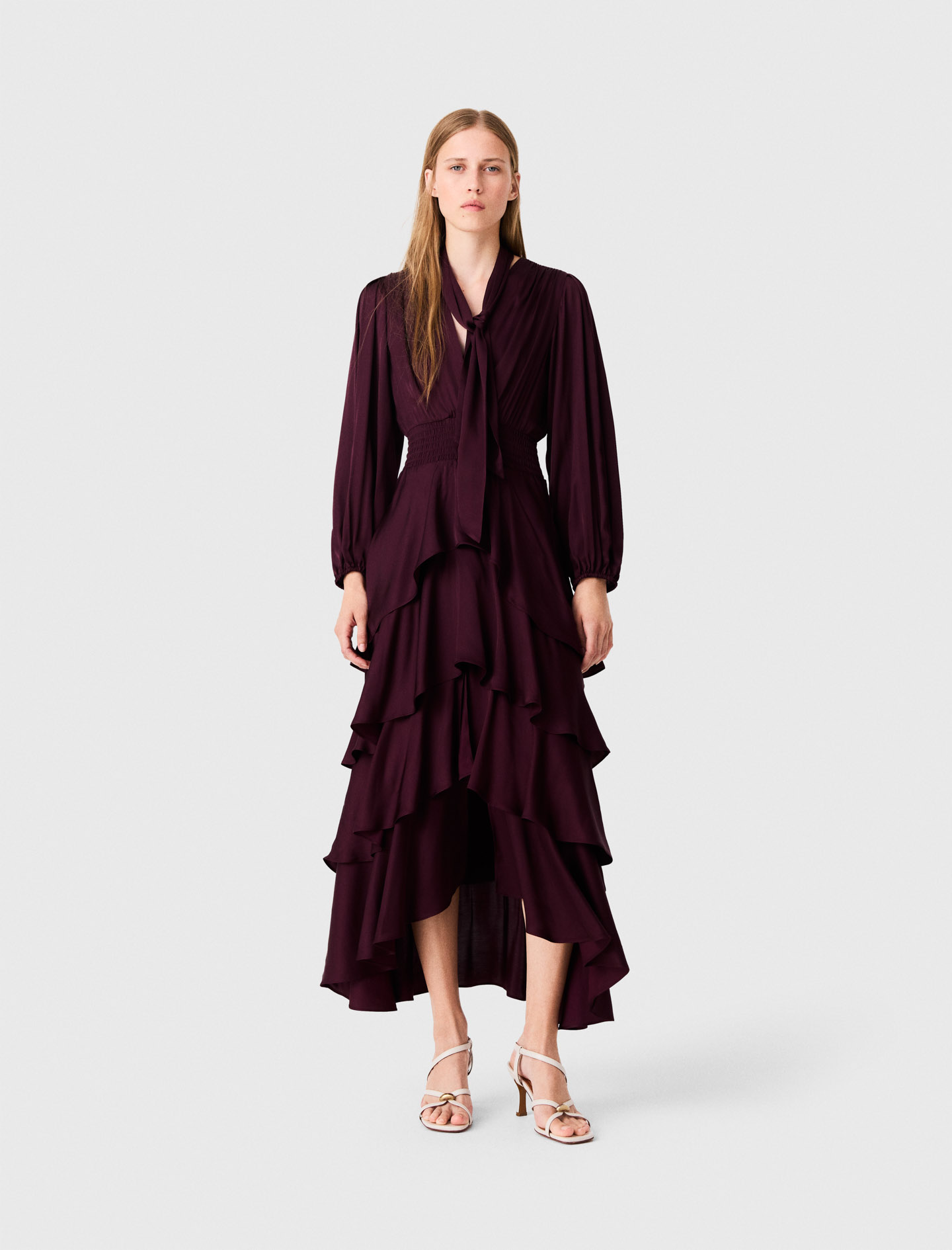 Ruffled maxi dress - Bordeaux