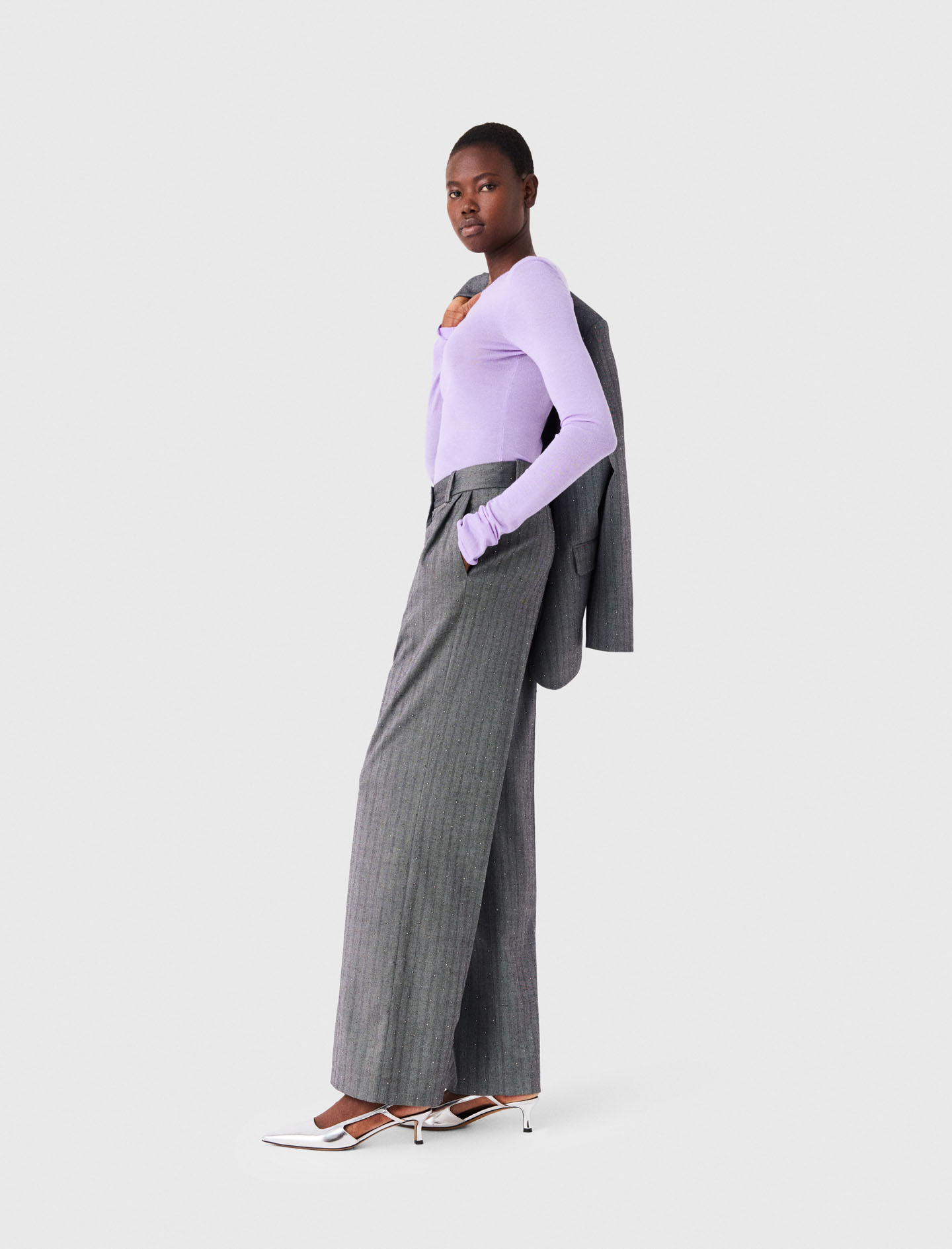 Rhinestone suit trousers - Grey