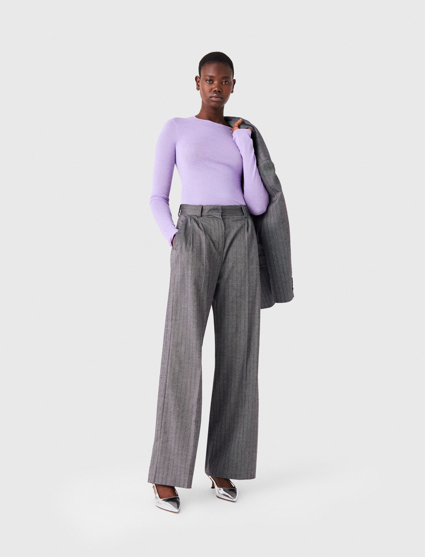 Rhinestone suit trousers - Grey