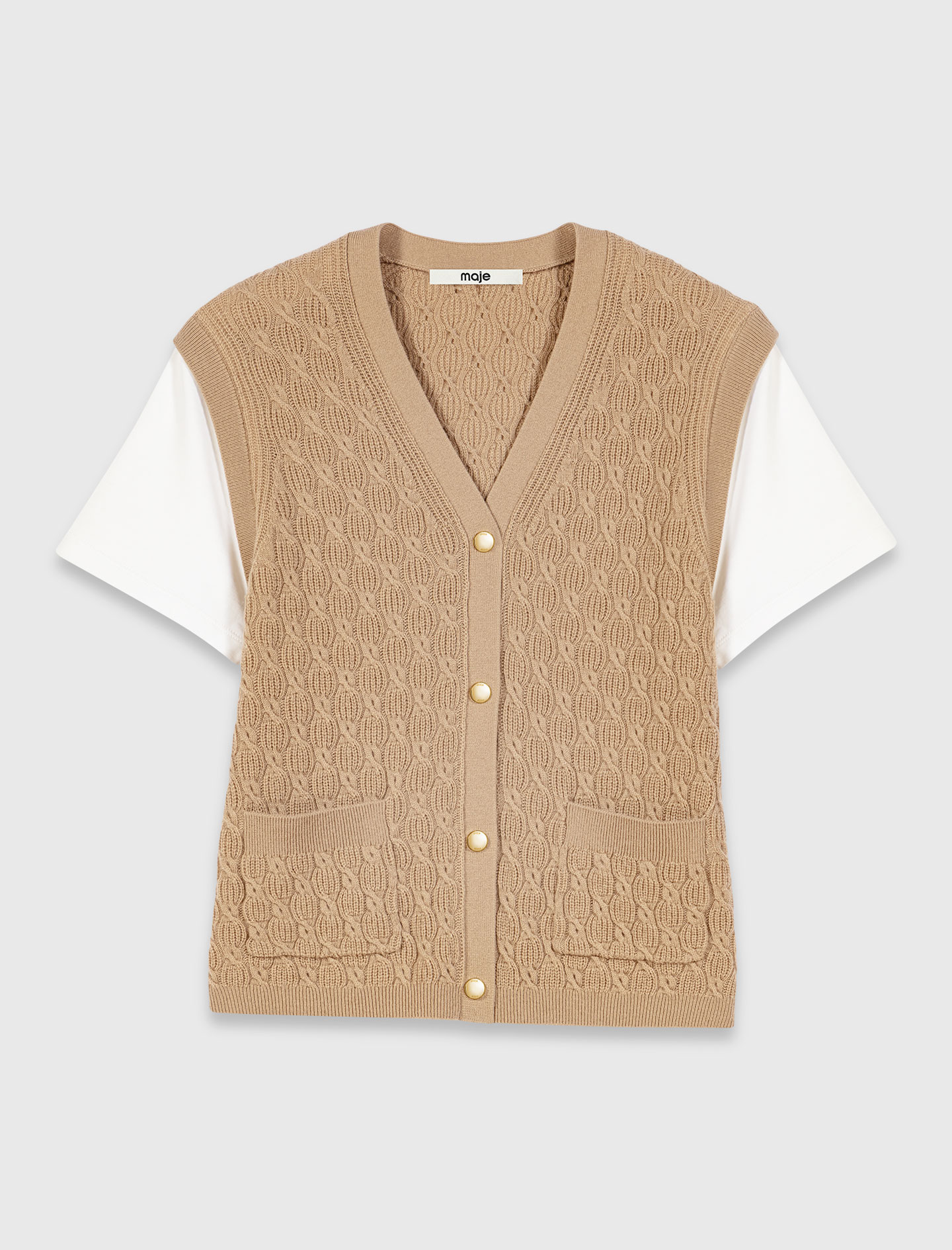 2-in-1 effect cardigan - Camel