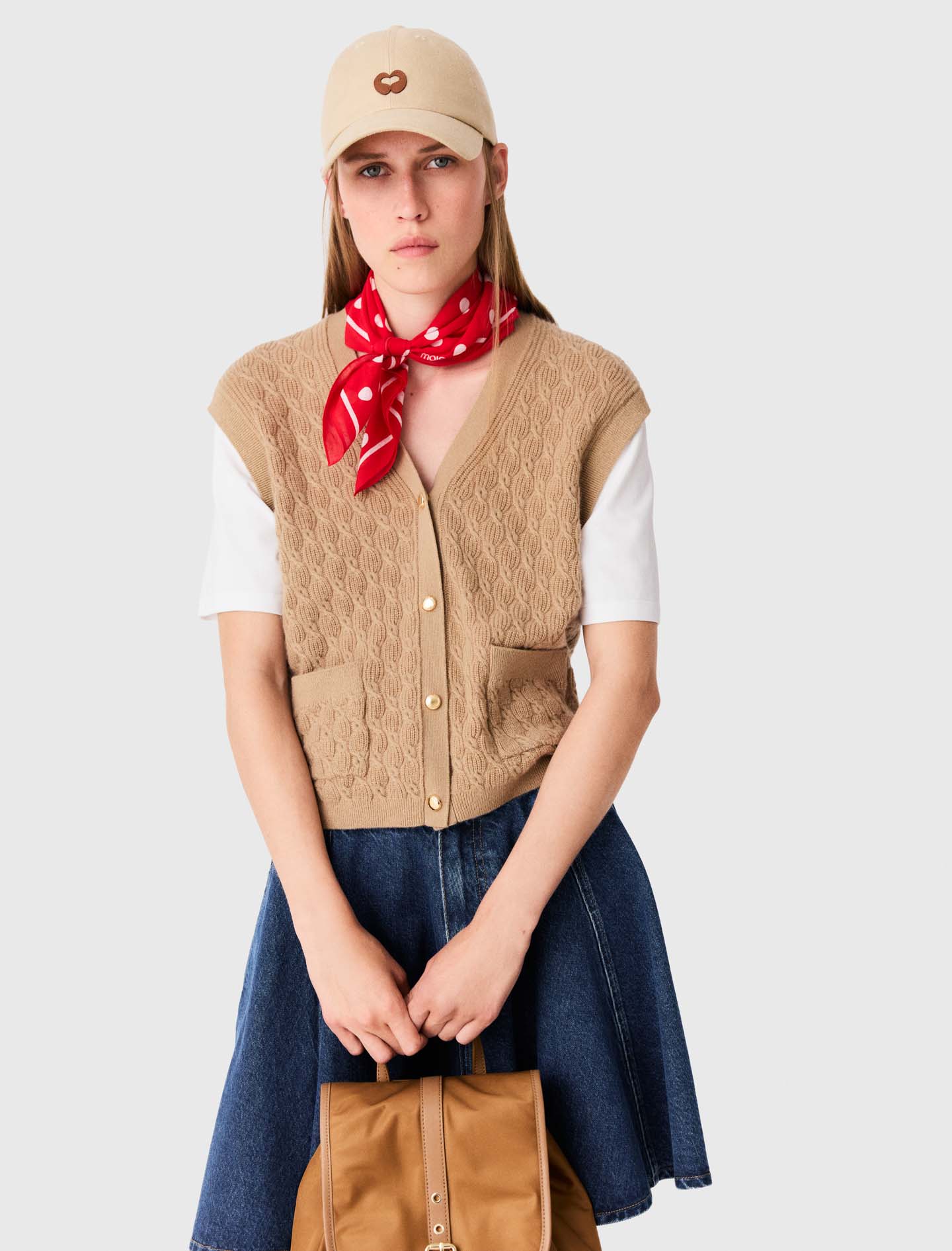 2-in-1 effect cardigan - Camel