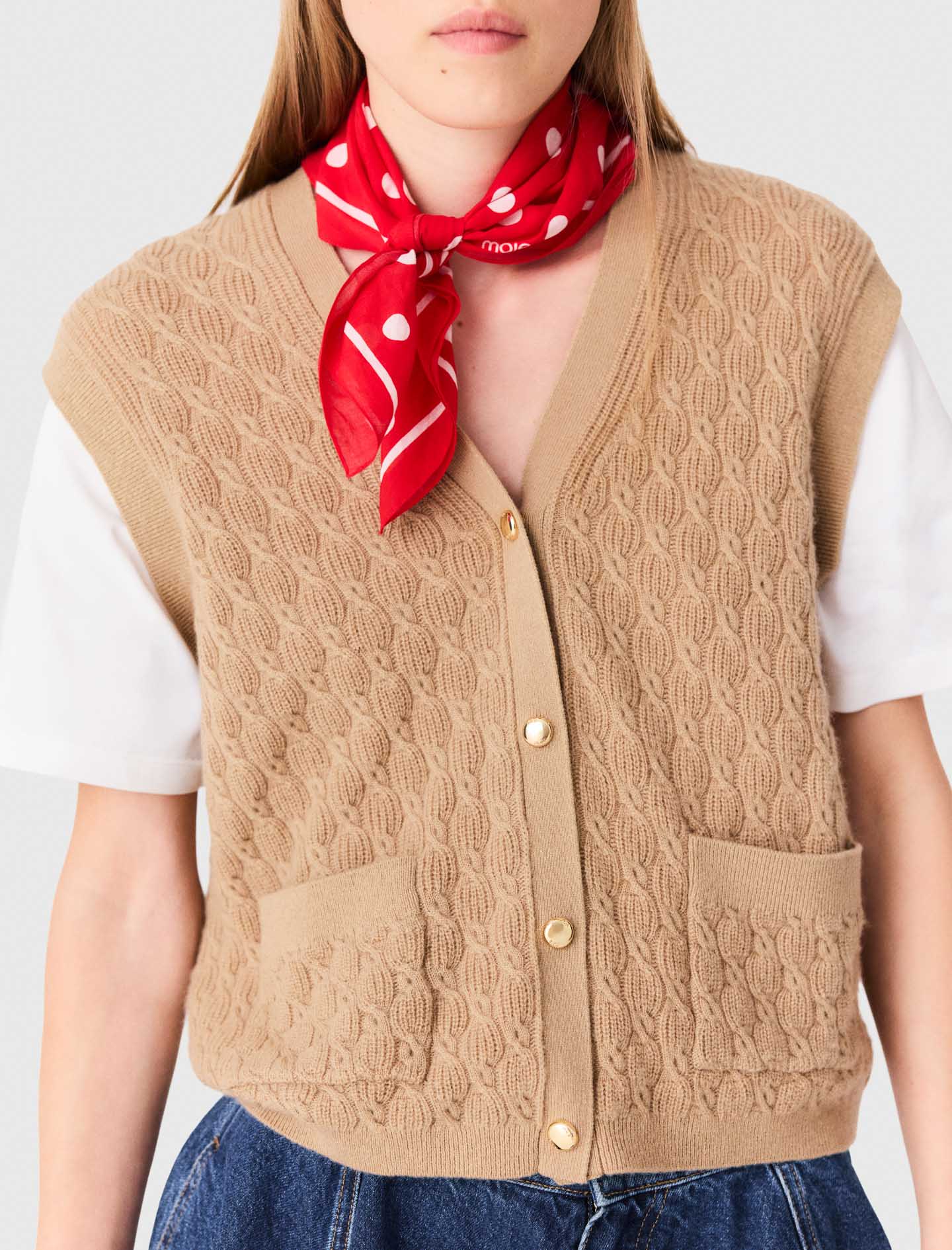 2-in-1 effect cardigan - Camel