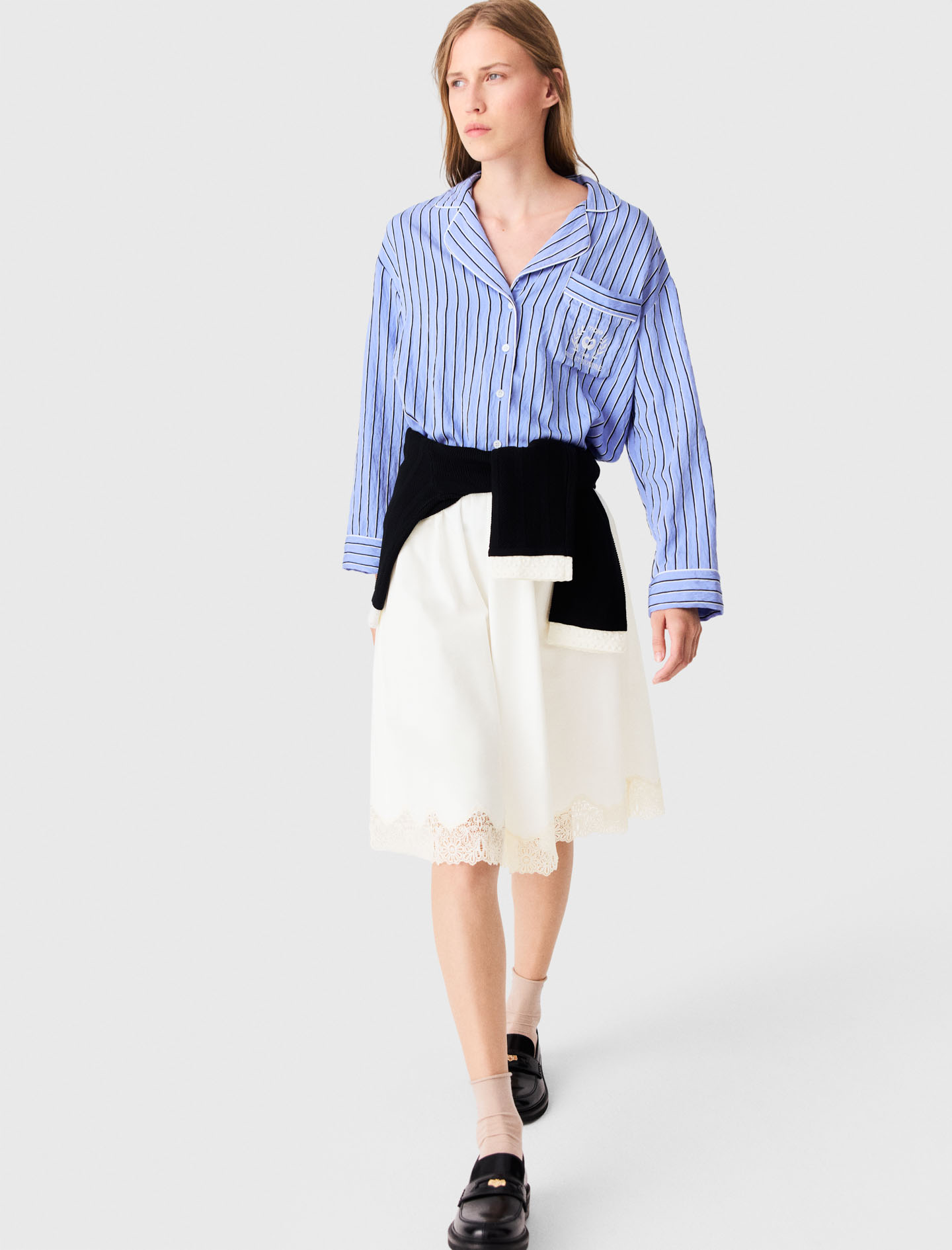 Tailored shorts with lurex - White