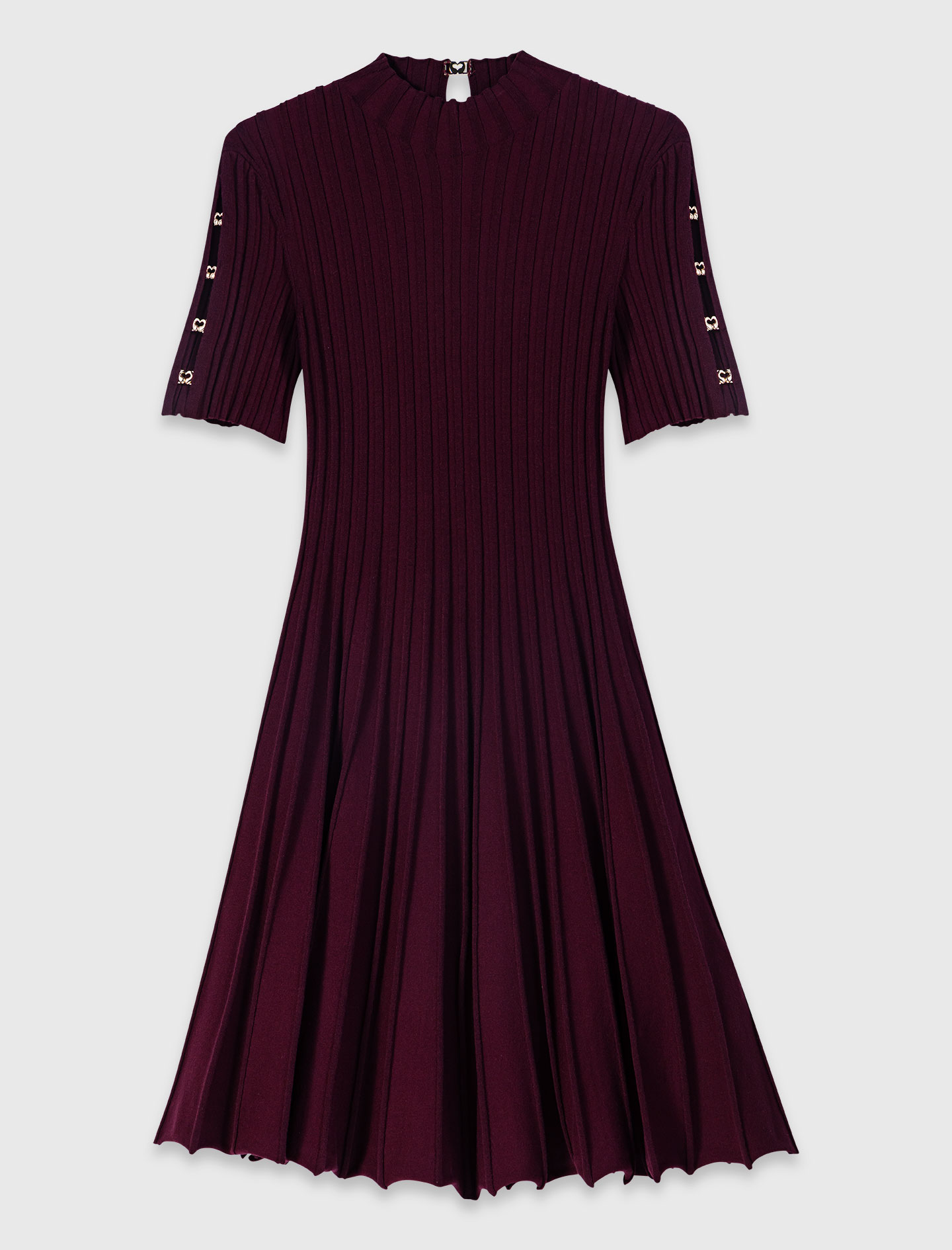 High-neck short skater dress - Bordeaux