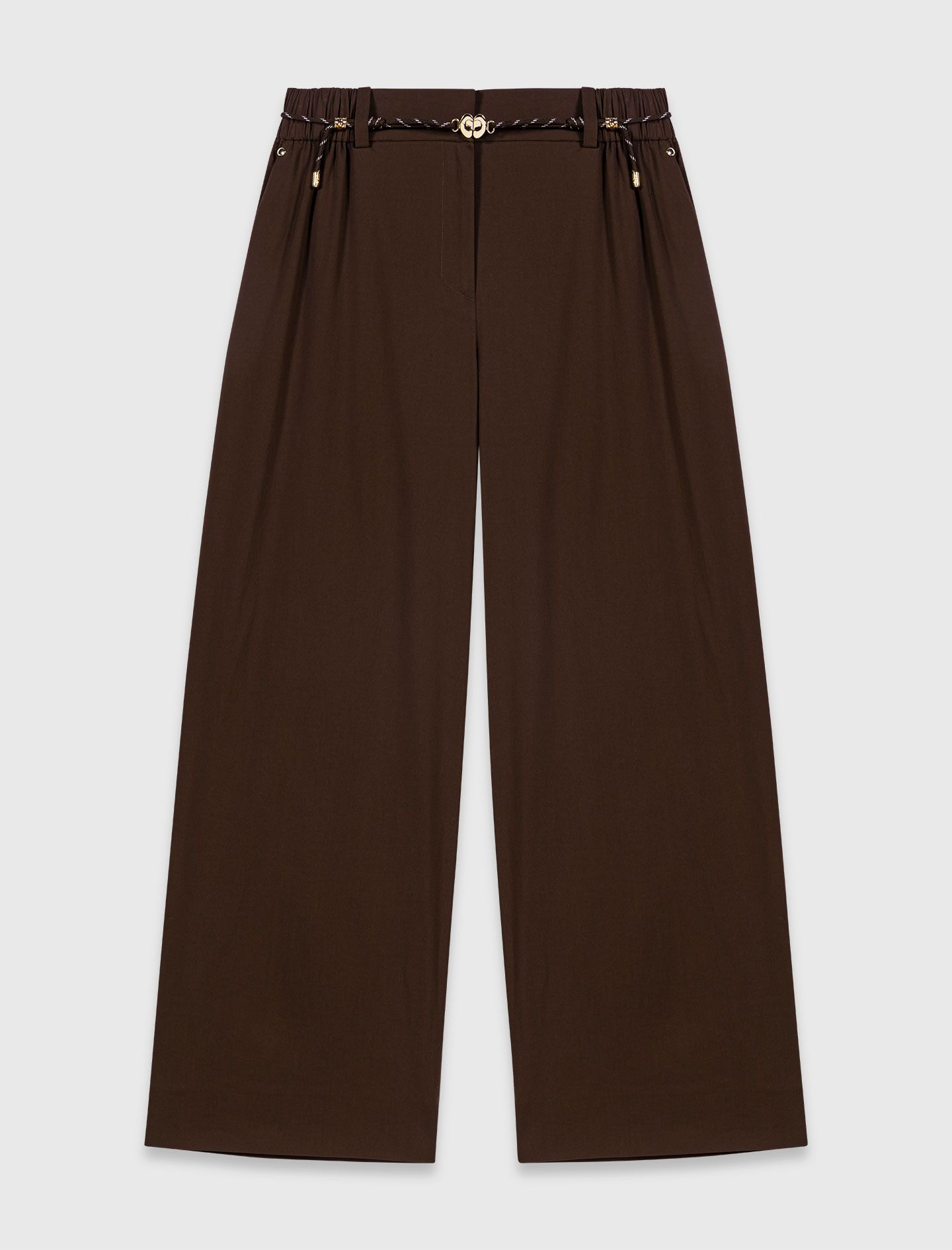 Wide-leg cotton trousers - Brown