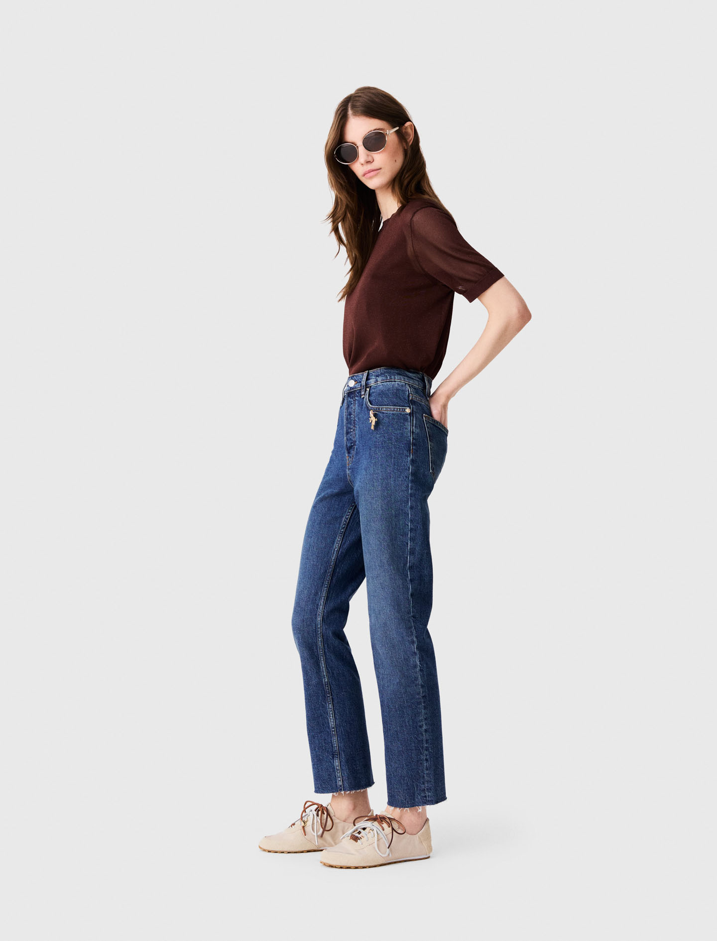 Skinny jeans with brooch - Blue