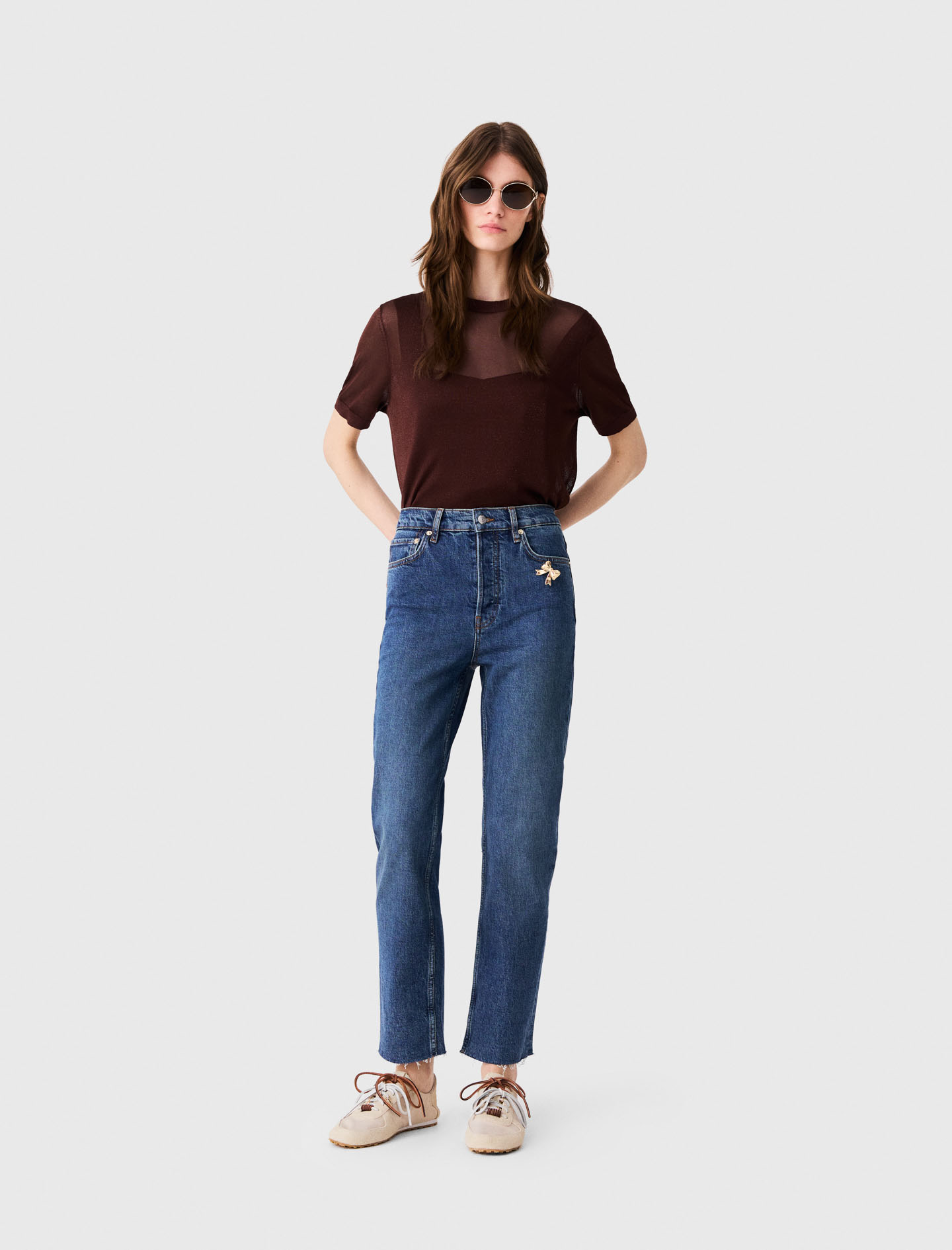 Skinny jeans with brooch - Blue