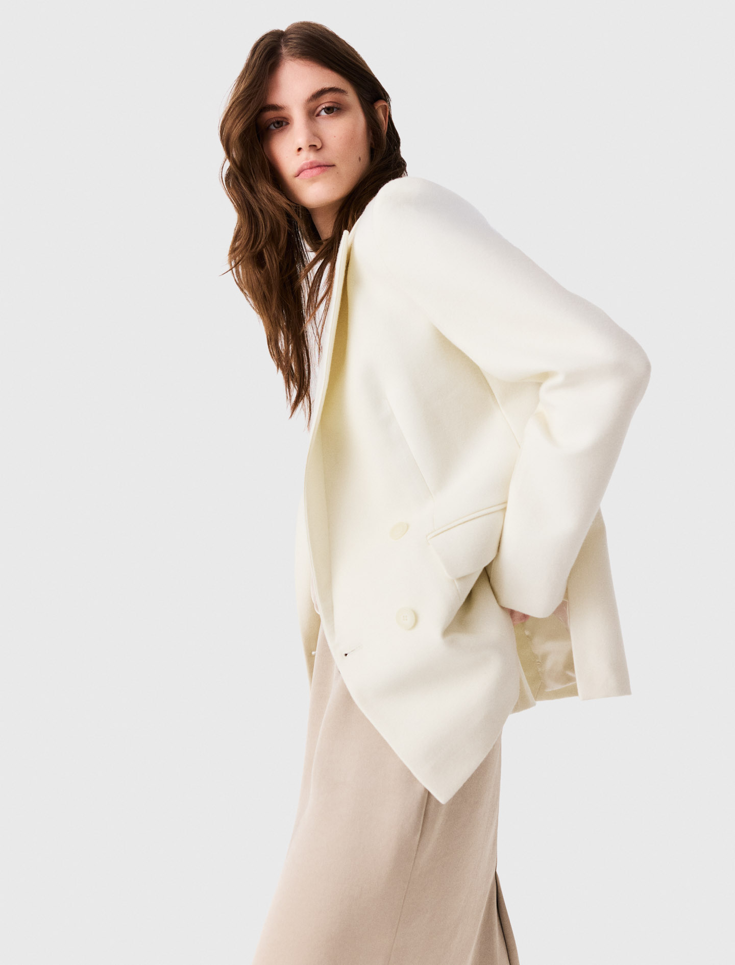 Double-breasted suit jacket - Ecru