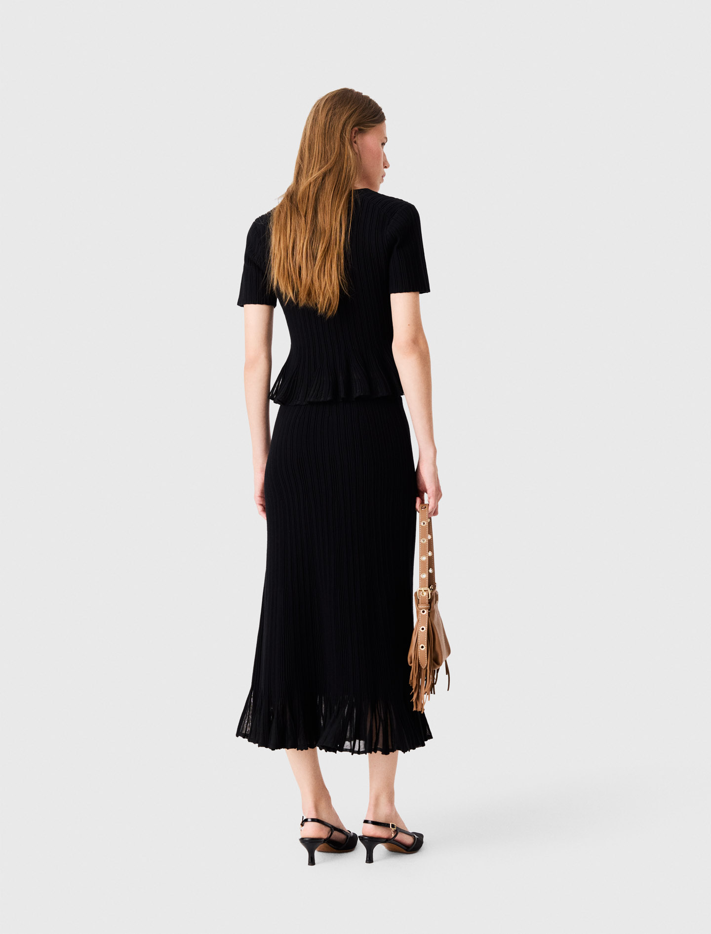 Knit skirt with peplum hem - Black