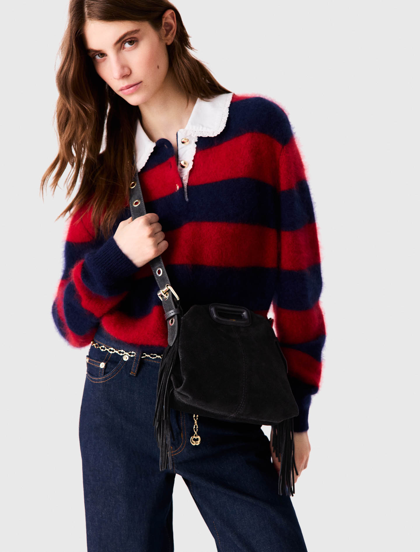 Suede leather mini Miss M bag - Black