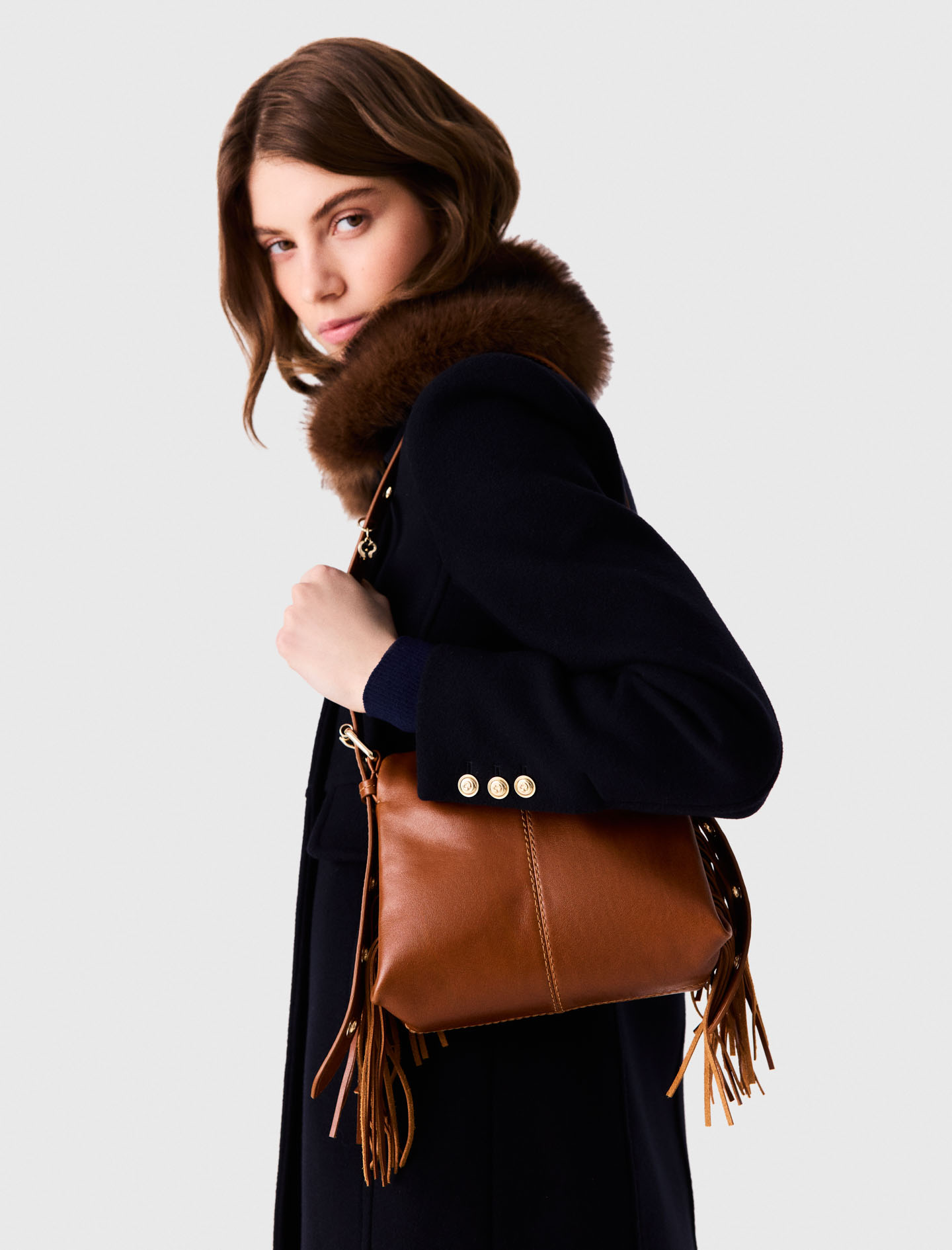 Smooth leather mini Miss M bag - Brown