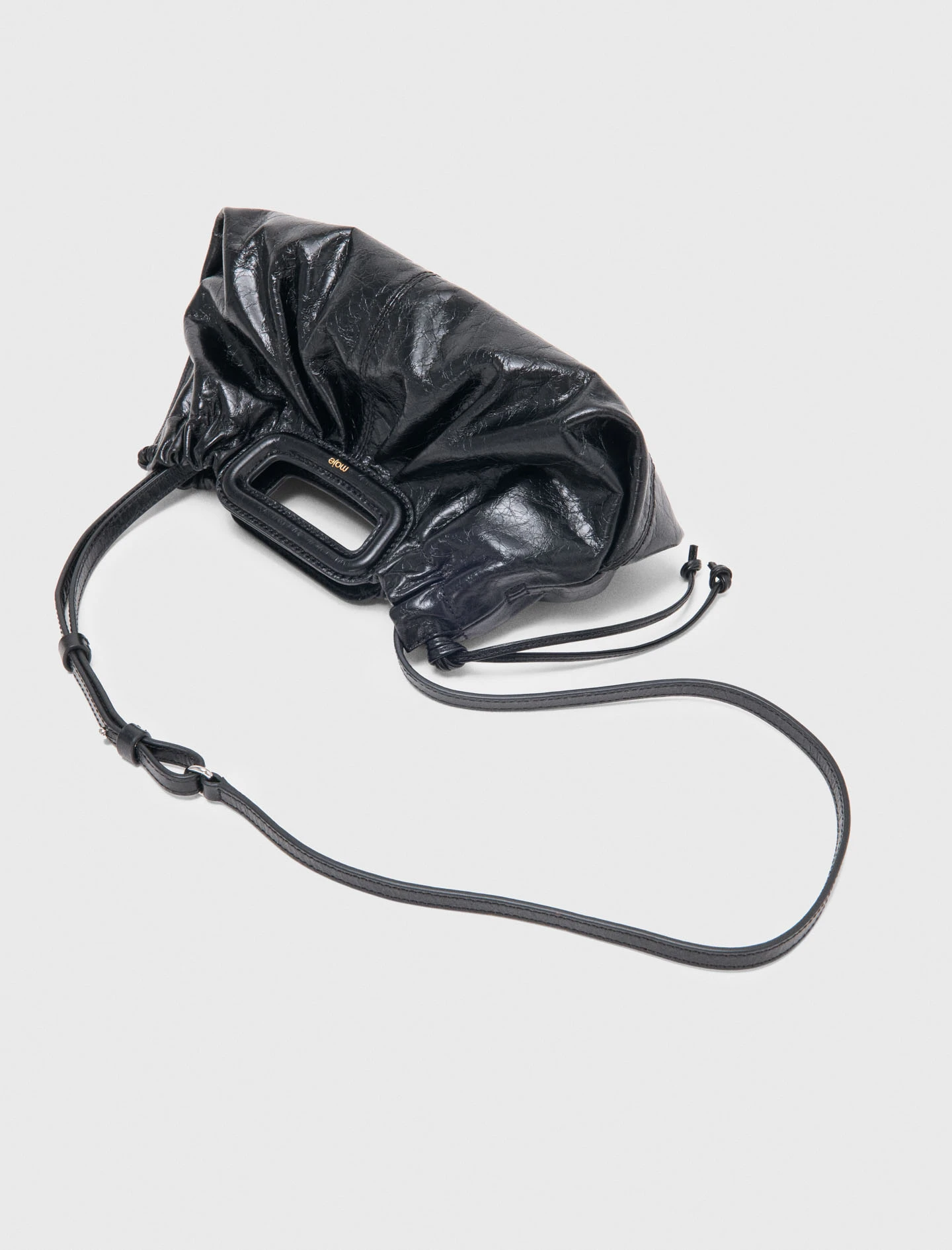 Crackled leather Milpli pouch - Black