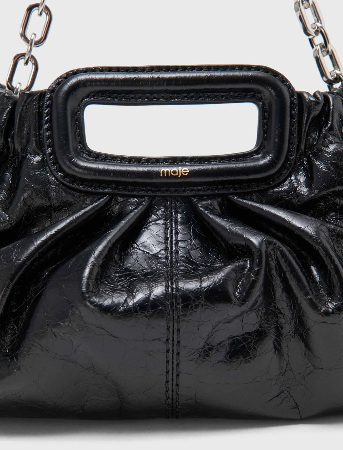 Crackled leather Milpli pouch - Black