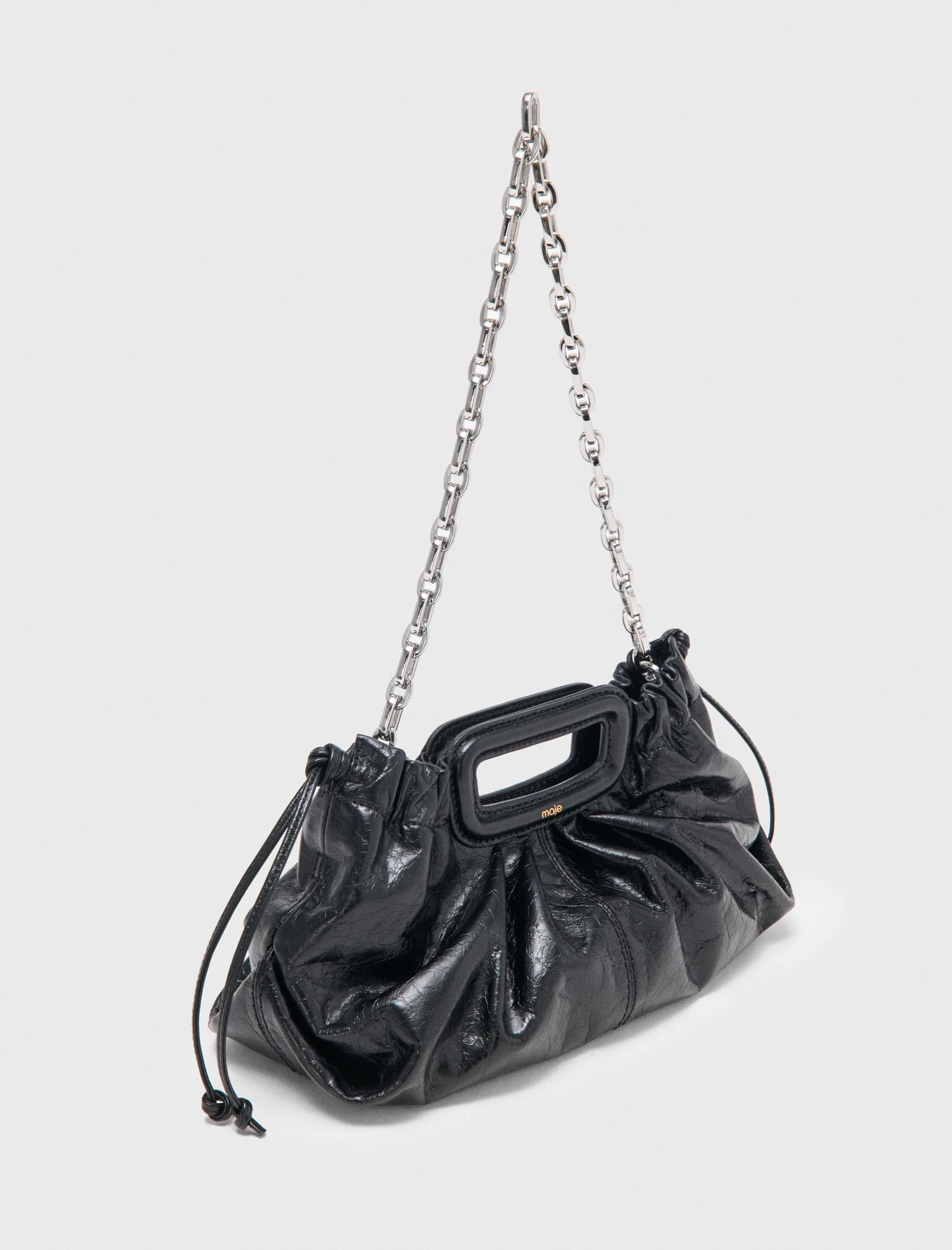 Crackled leather Milpli pouch - Black