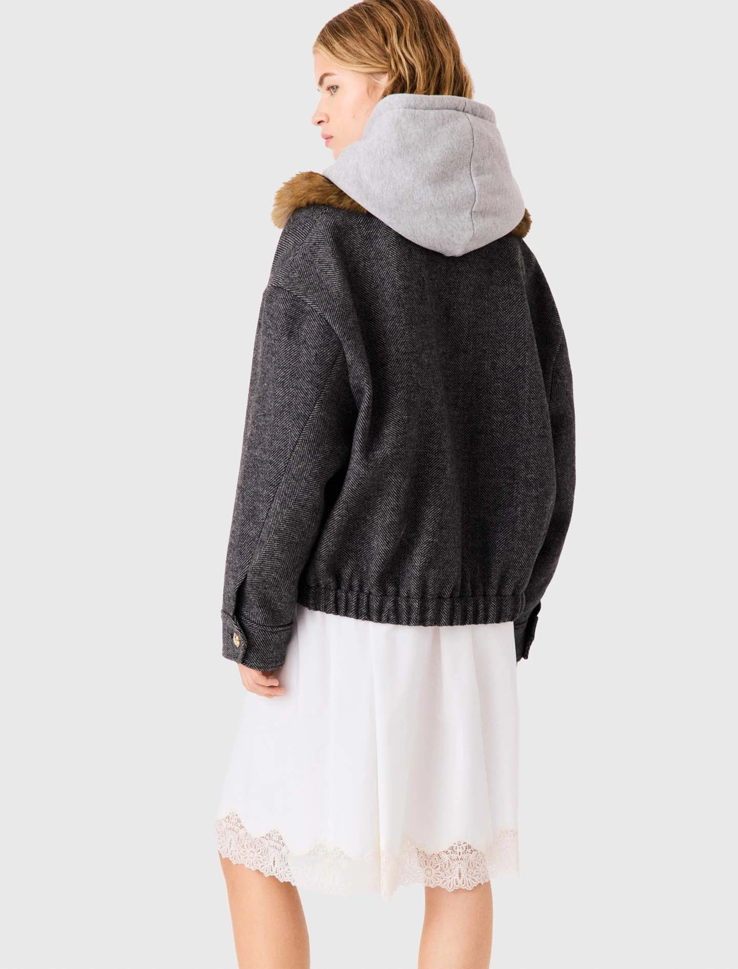 Oversized herringbone jacket - Grey