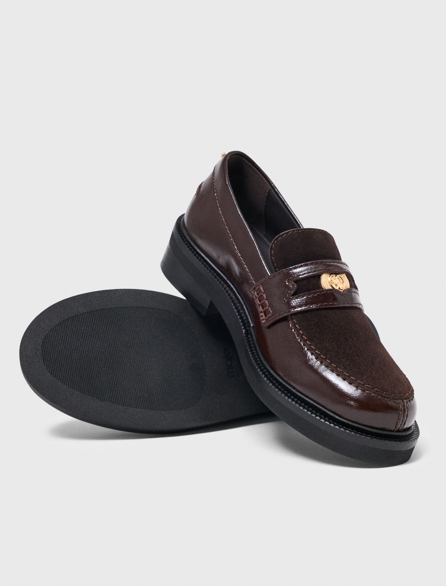 Leather and suede loafers - Brown