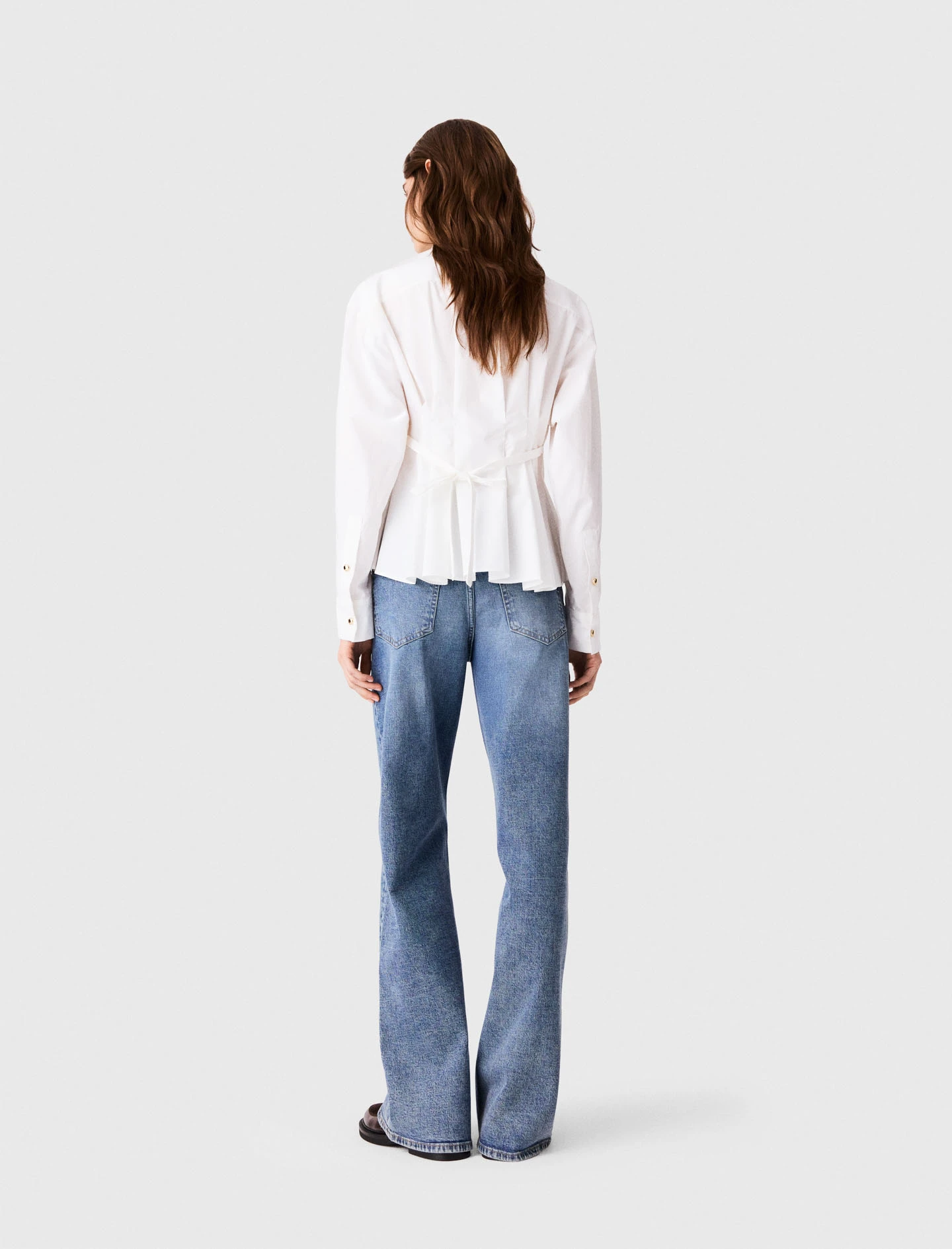 Shirt with lace-up back - White