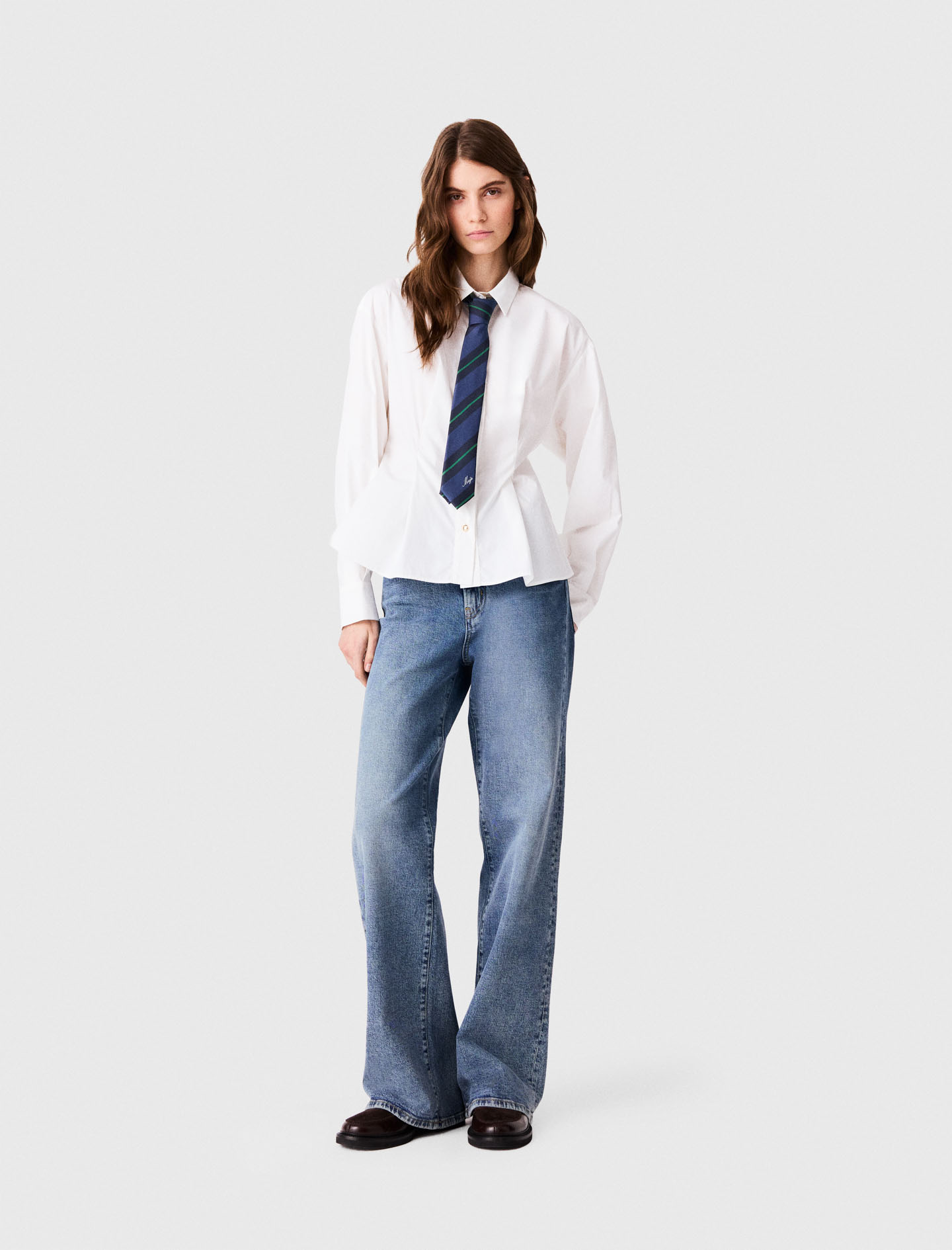 Shirt with lace-up back - White