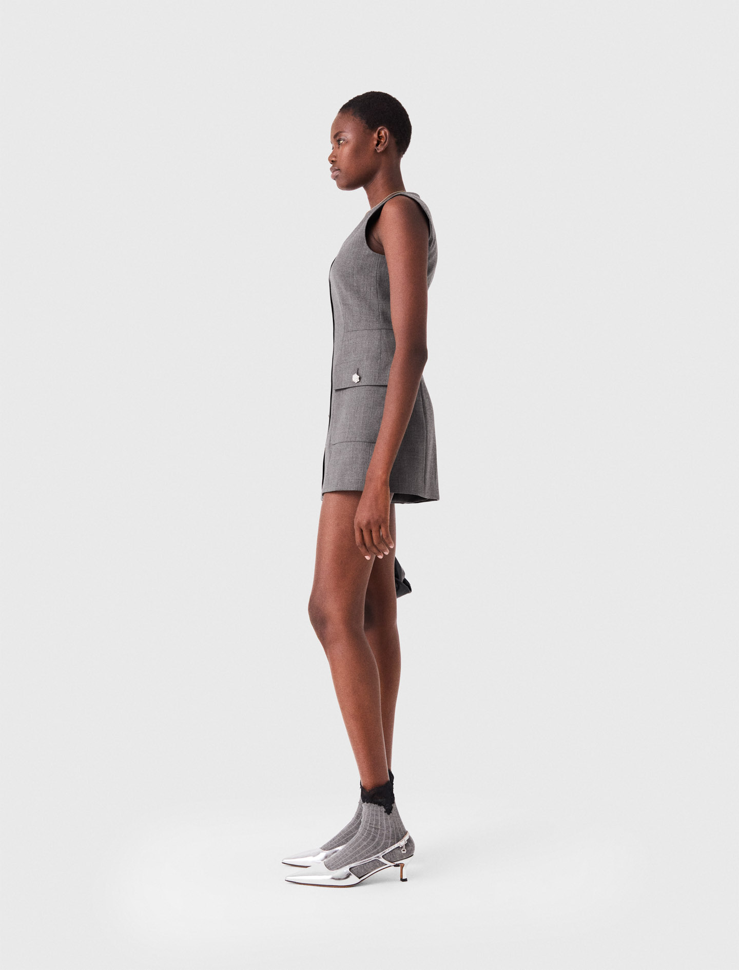 Jewel button tailored jumpsuit - Grey