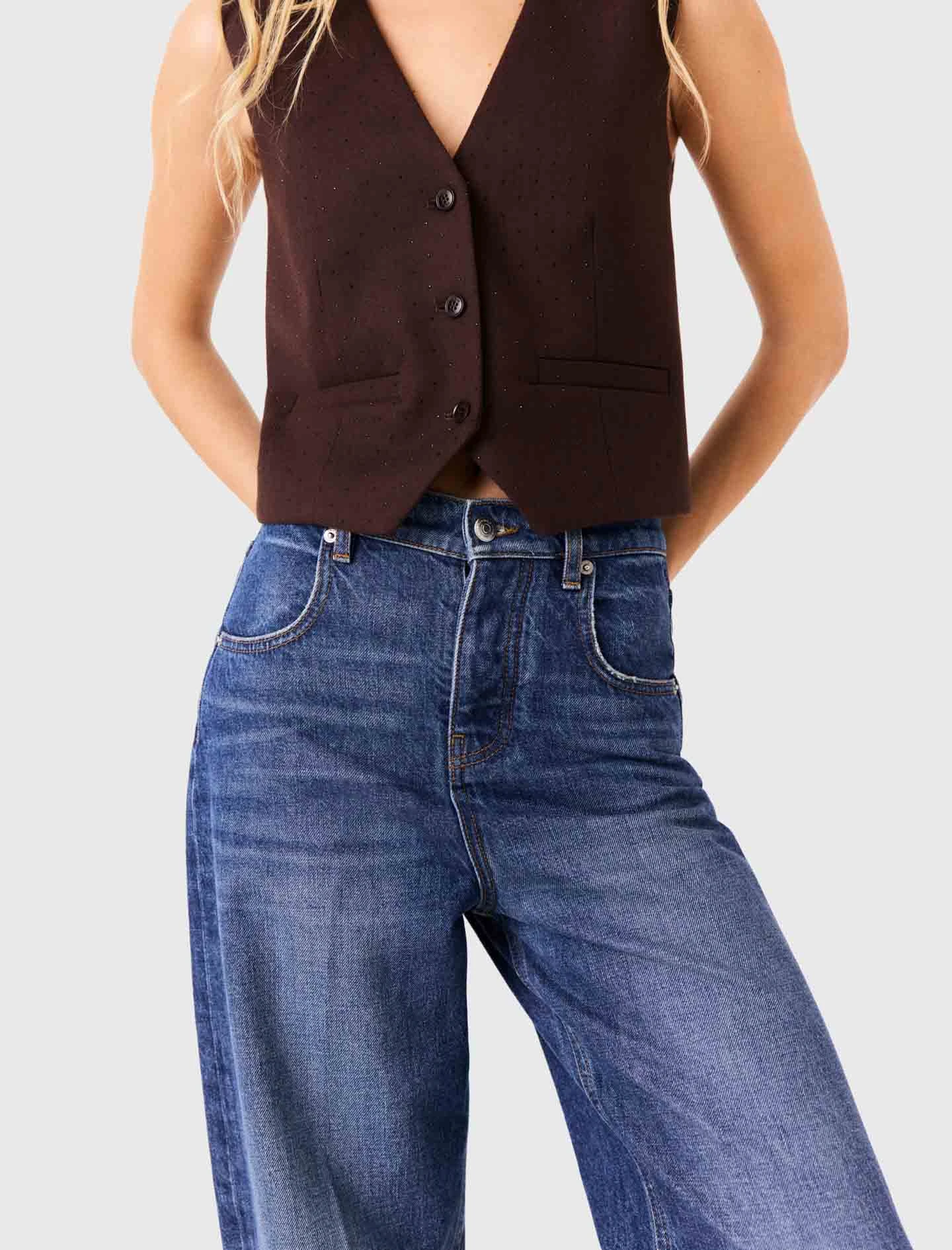 Carrot-cut jeans with a twilly - Blue