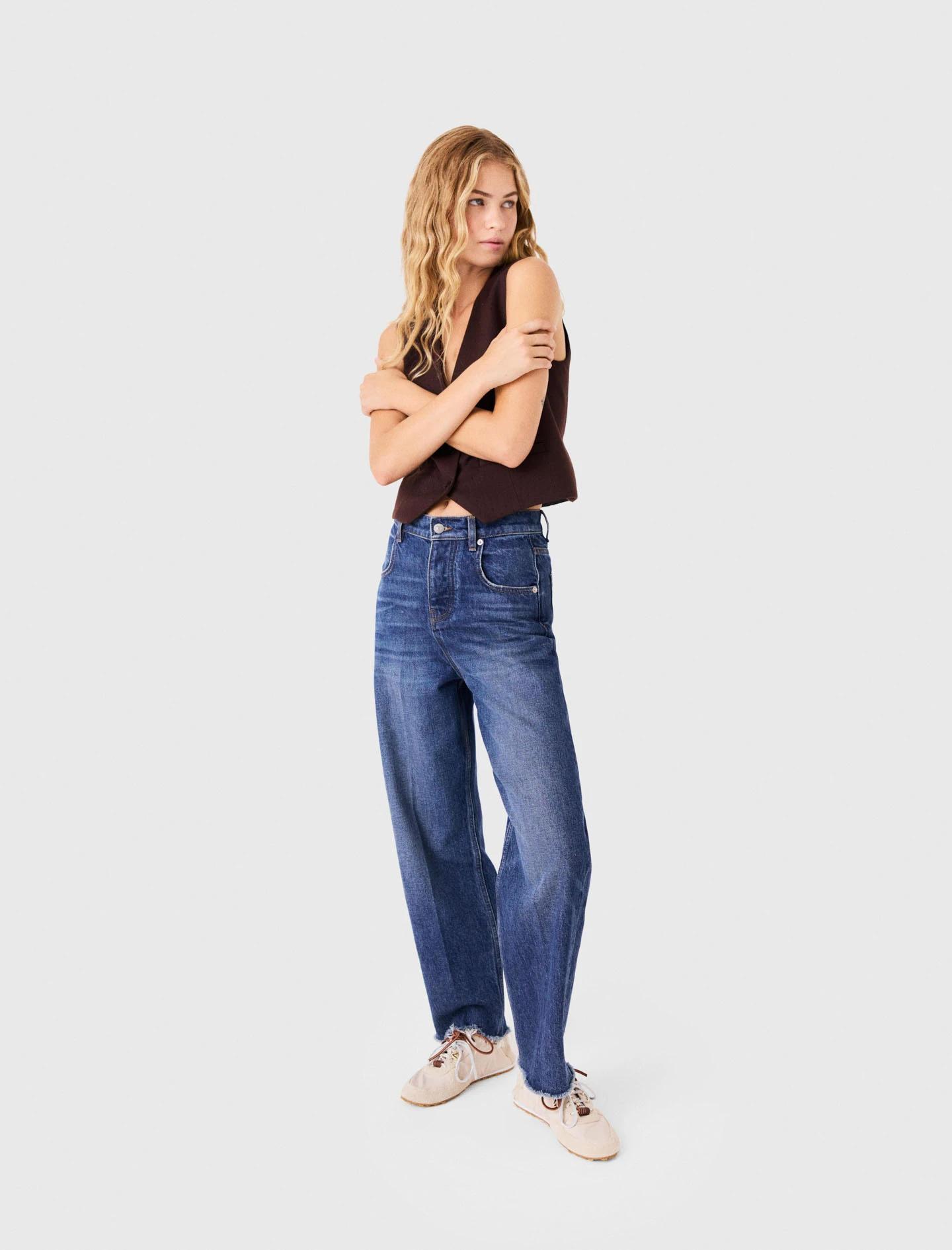 Carrot-cut jeans with a twilly - Blue