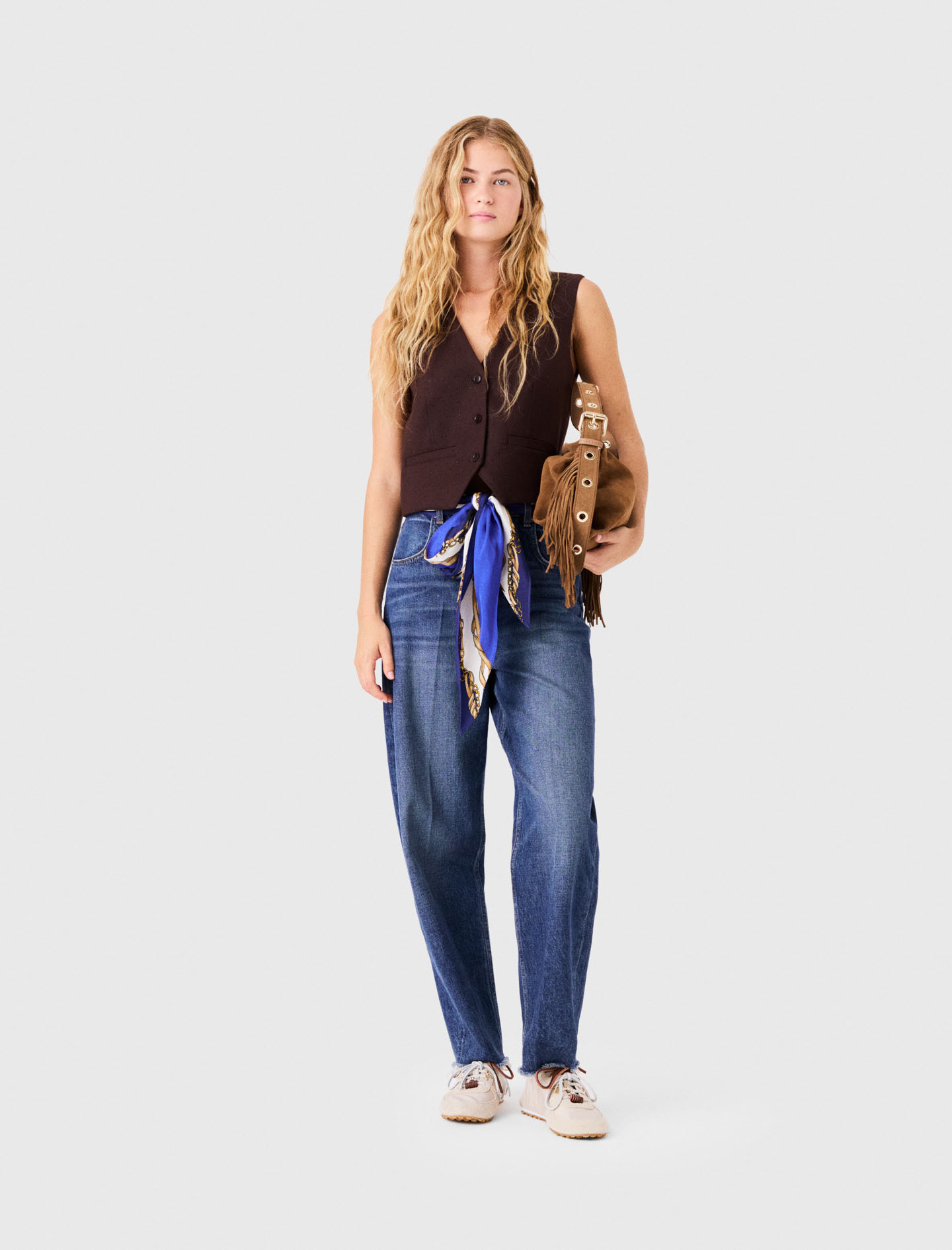 Carrot-cut jeans with a twilly - Blue